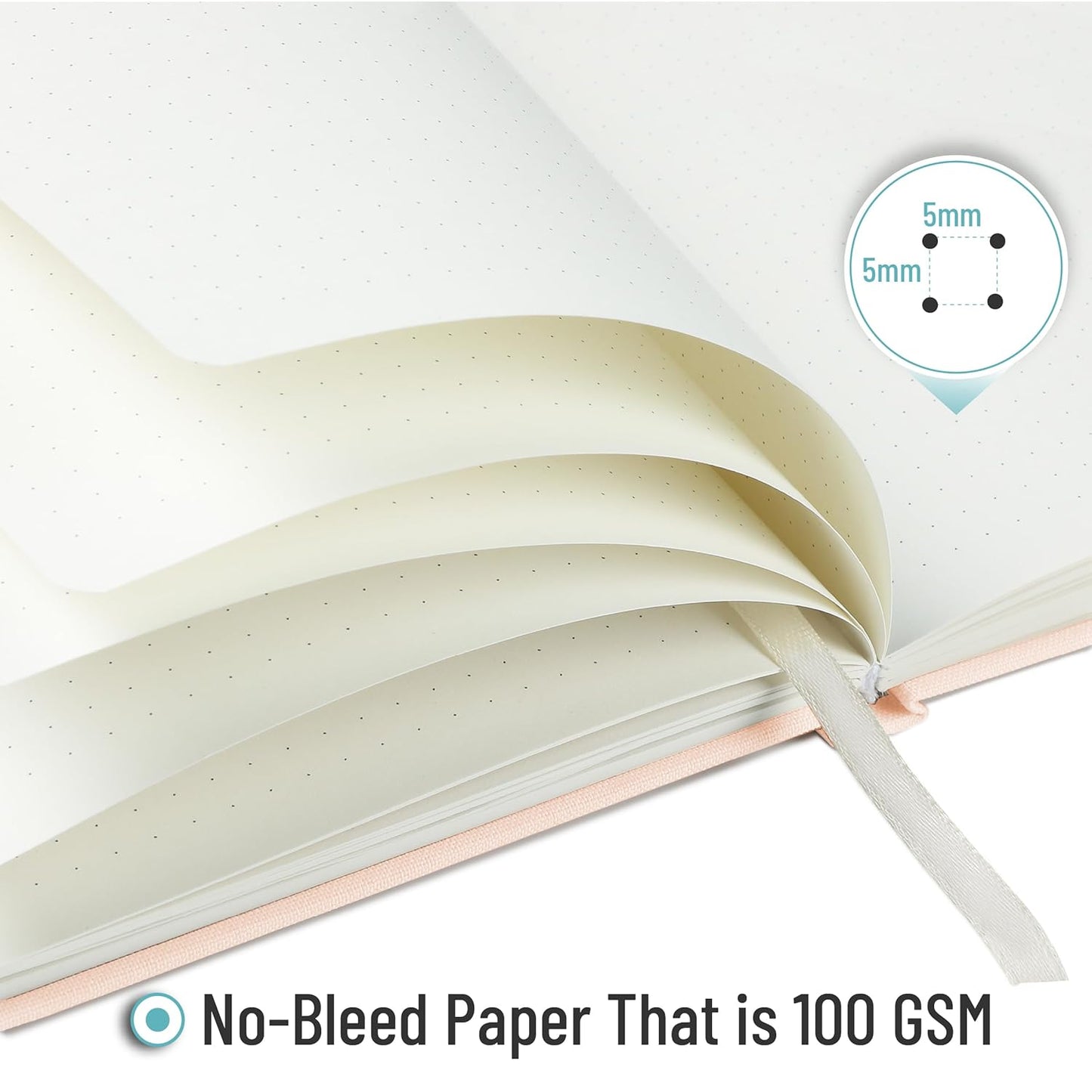 Customizable Dotted Journal Notebook, 5.7"x8.3", 160 Pages, Fabric Hardcover