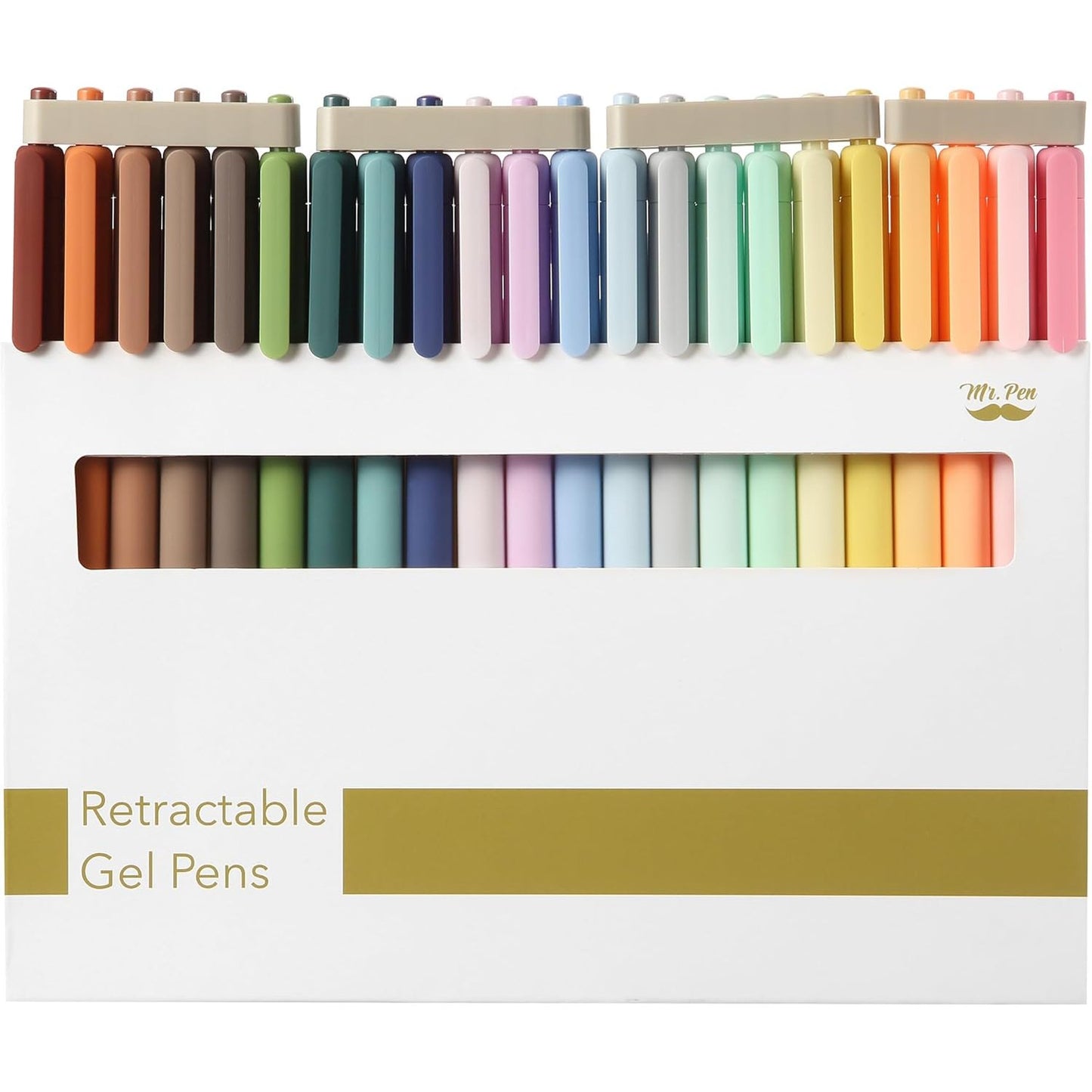 Mr. Pen- Retractable Gel Pens, 22 Pack, Color Ink Gel Pens Fine Point, 6 Pastel, 6 Morandi