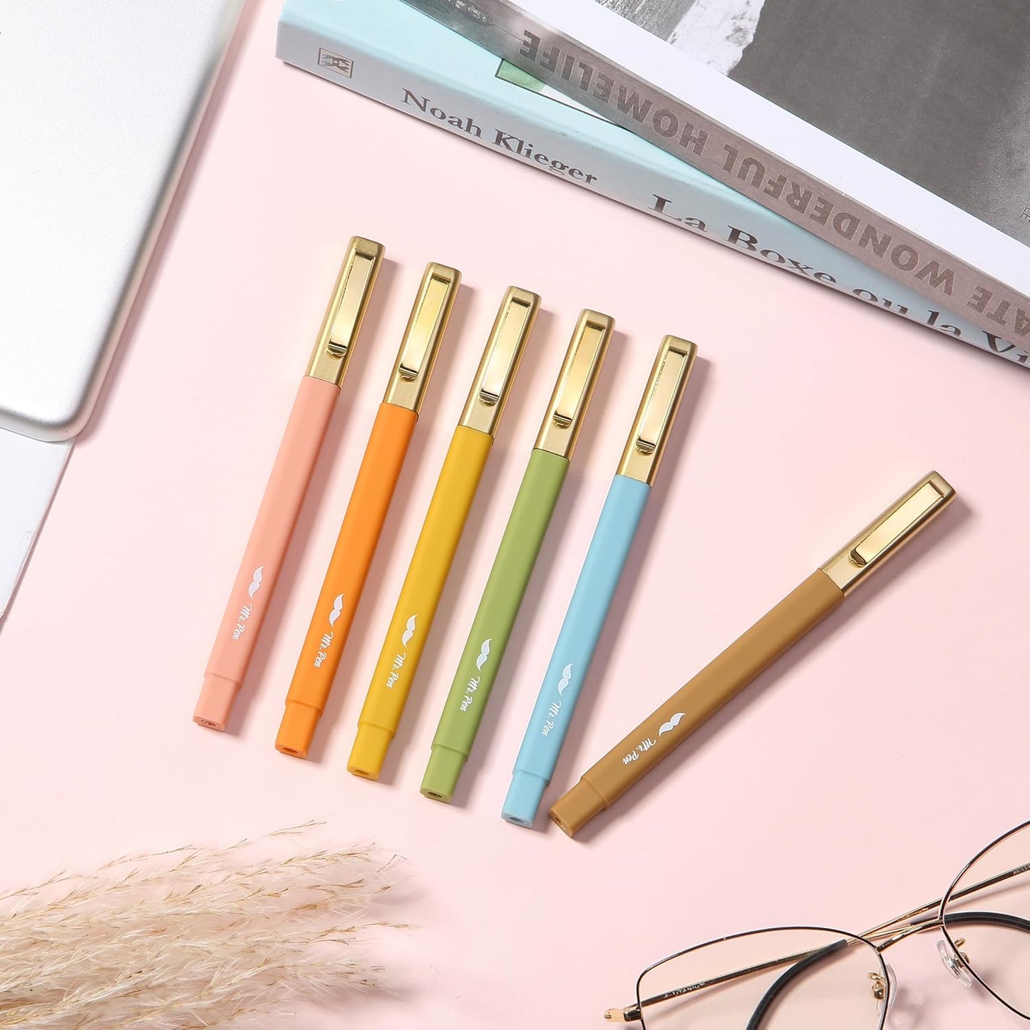Aesthetic Highlighters and Pens No Bleed, 12 Pack, Pastel Color Bible Highlighters No Bleed, Black Ink Bible Pens, Highlighter Pens, No Bleed Highlighters for Bible, Bible Pens