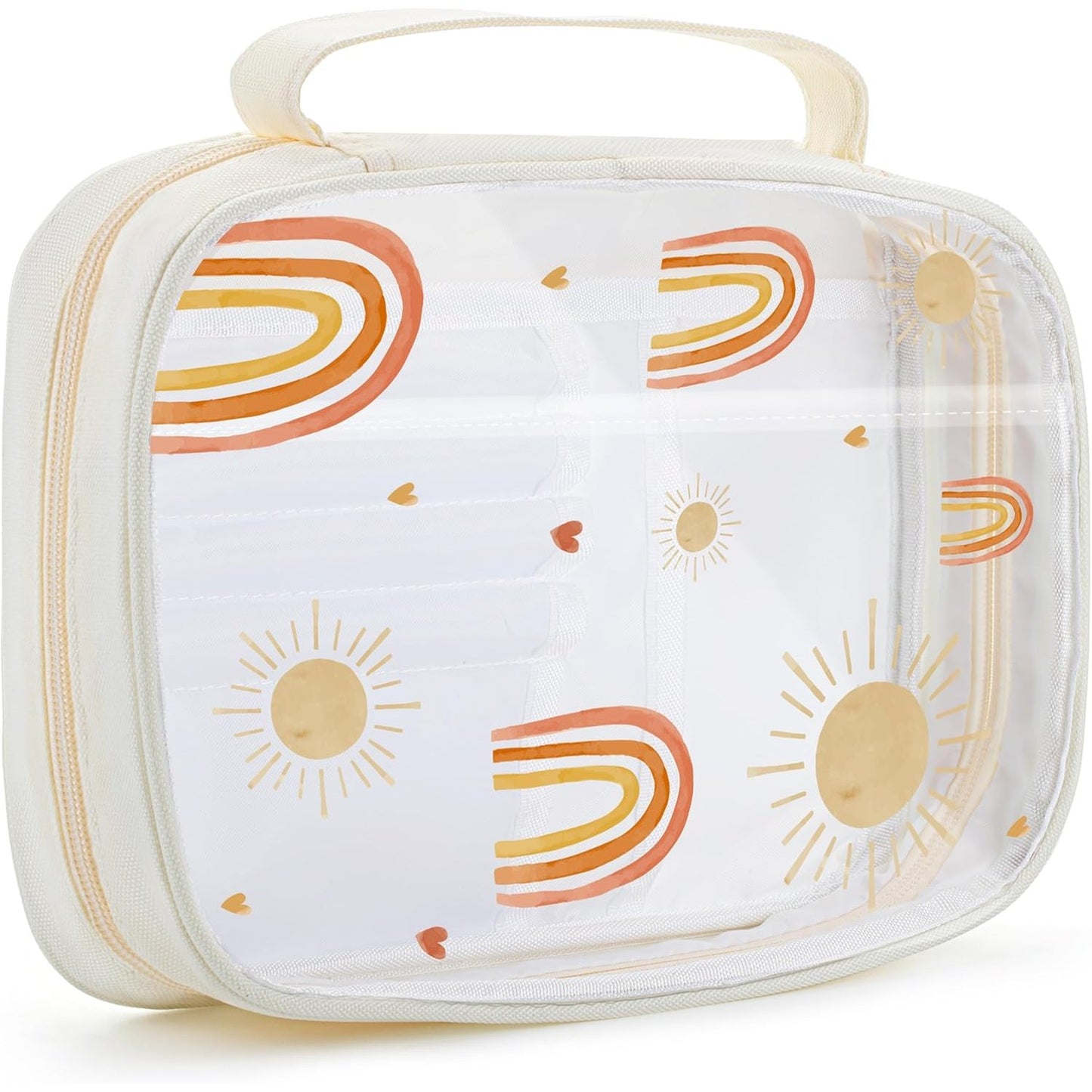 Clear Bible Case with Rainbow & Sun Design, Durable Zipper, Multiple Pockets