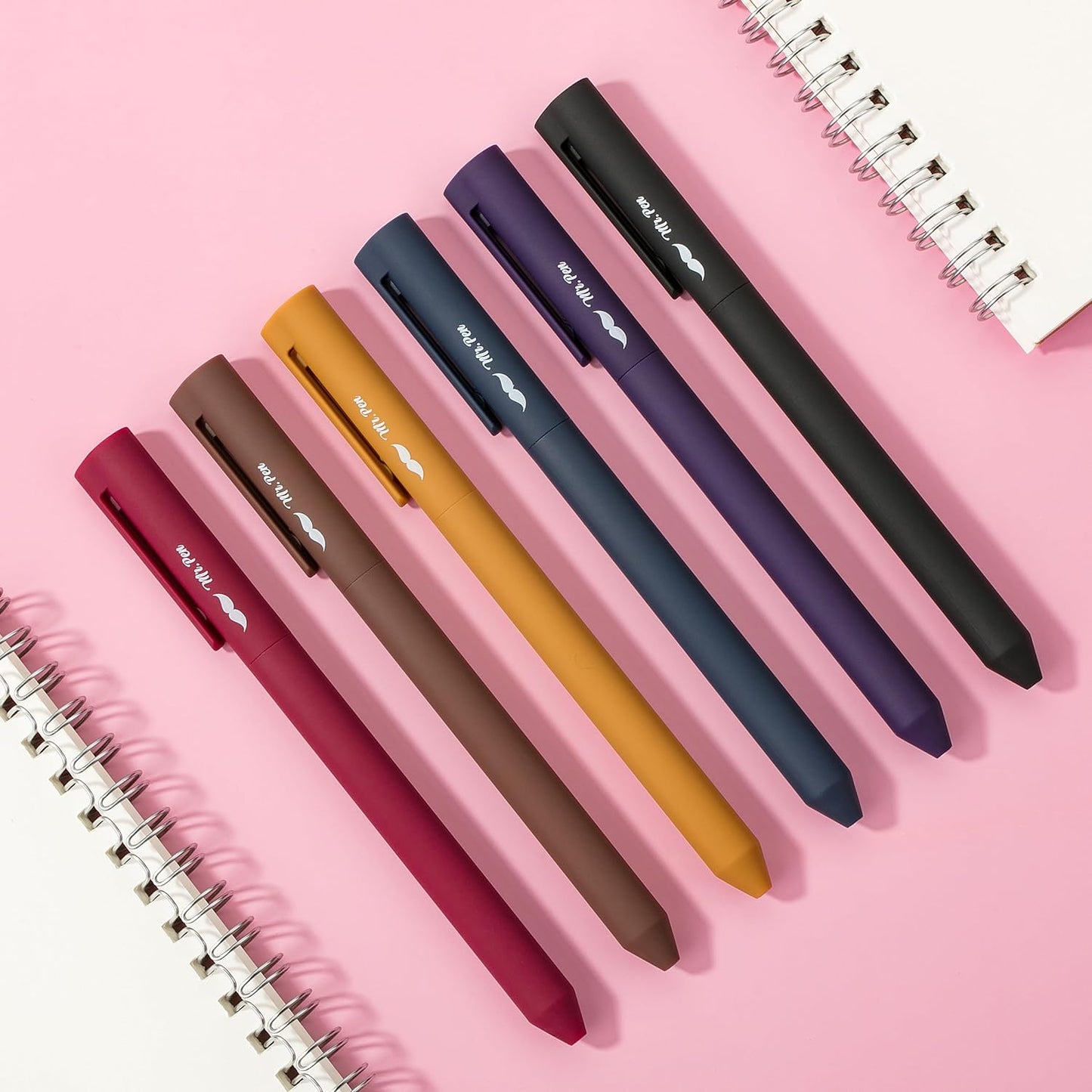 Retractable Gel Pens, 6 Pack, Vintage Colors, Smooth Writing, Fine Point, Colored Ink, Stylish Barrels
