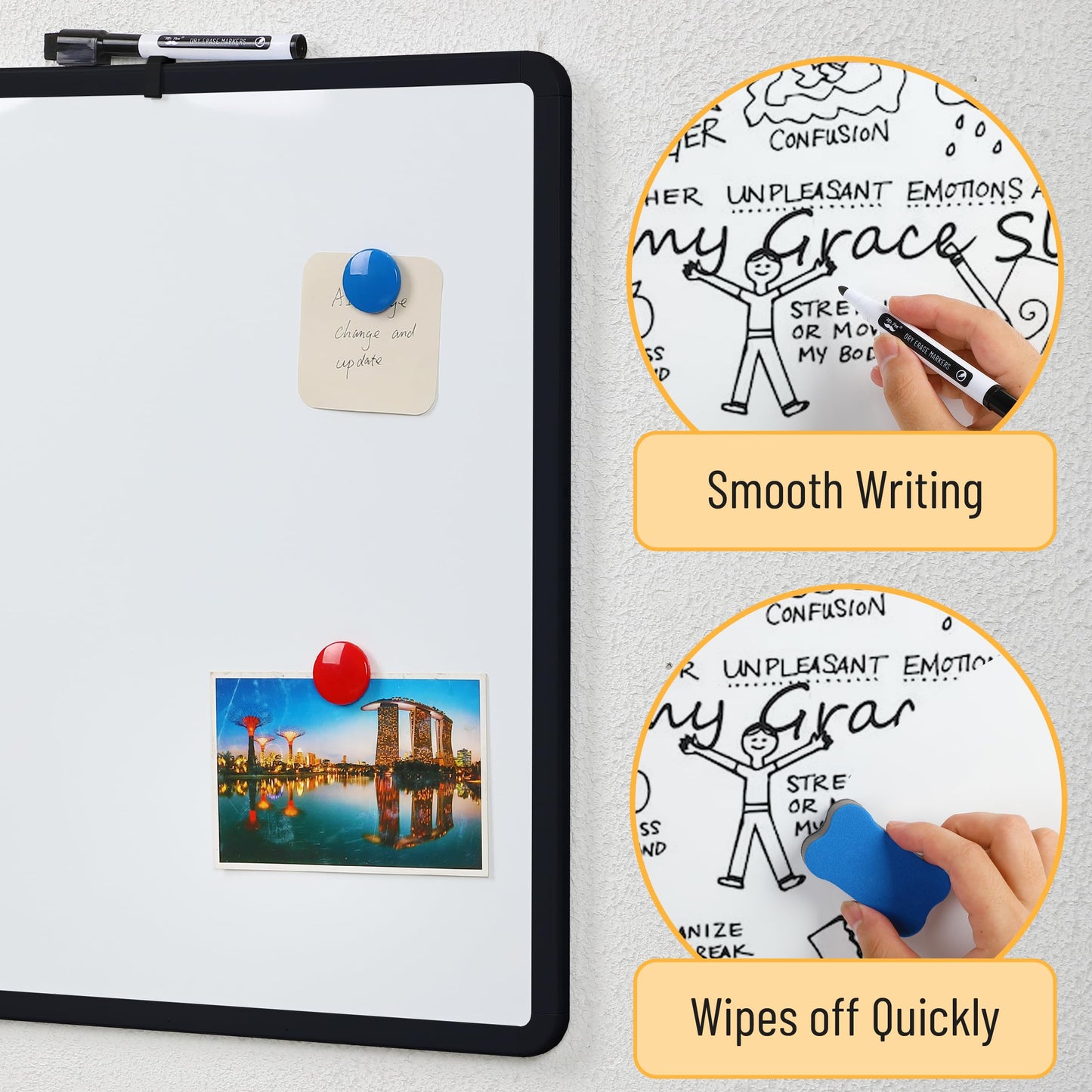 Magnetic Whiteboard for Wall, 14 x 11, Marker Included