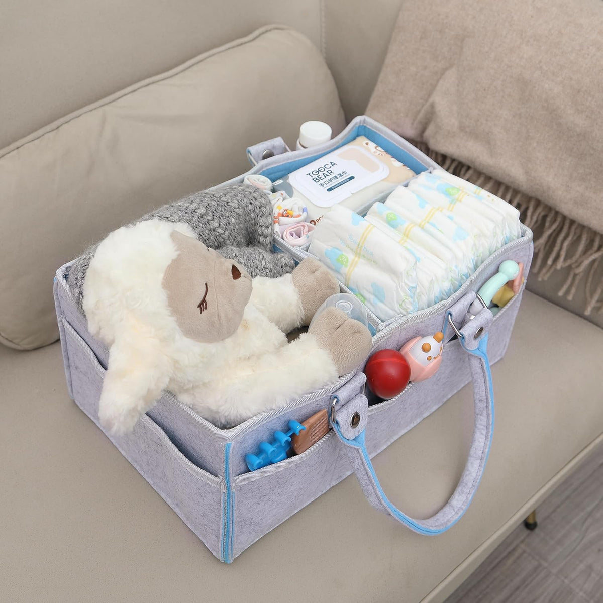 Baby Diaper Caddy Organizer, Blue Inside, Diaper Organizer, Car Diaper Caddy, Baby Caddy Organizer, Portable Diaper Caddy, Diaper Organizer for Changing Table, Baby Organizer for Nursery