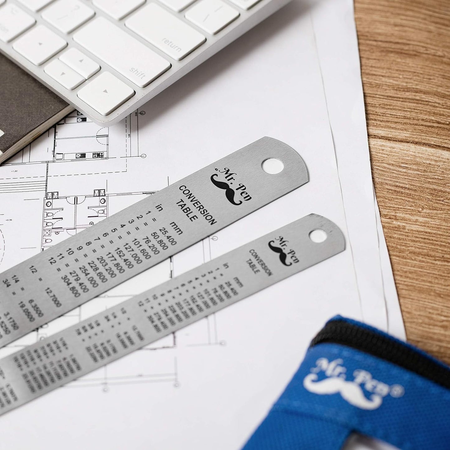 Steel Rulers 2 Pack, 6 & 12 Inch, Rose Gold