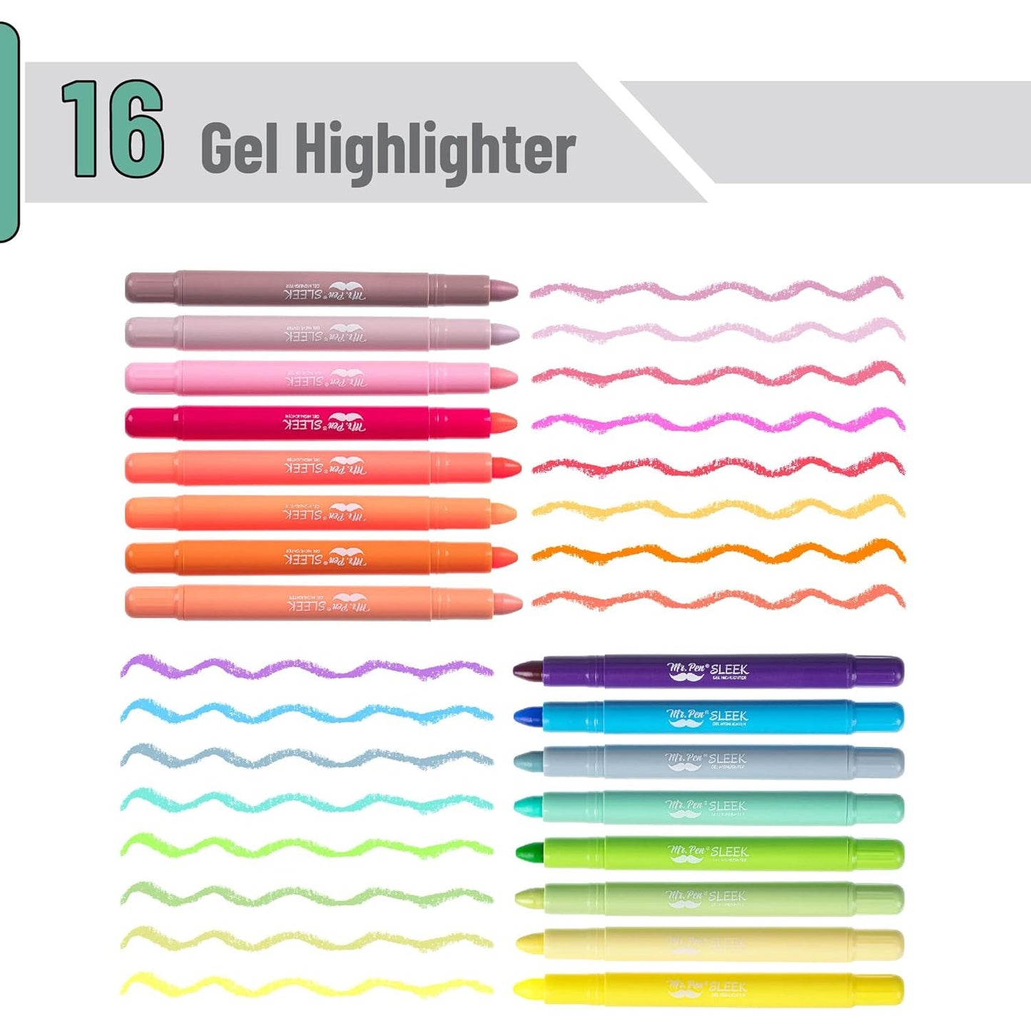 Bible Gel Highlighters, 16 Pack, Morandi & Vibrant Colors, No-Bleed, Twist-Up, Sharpenable Tips