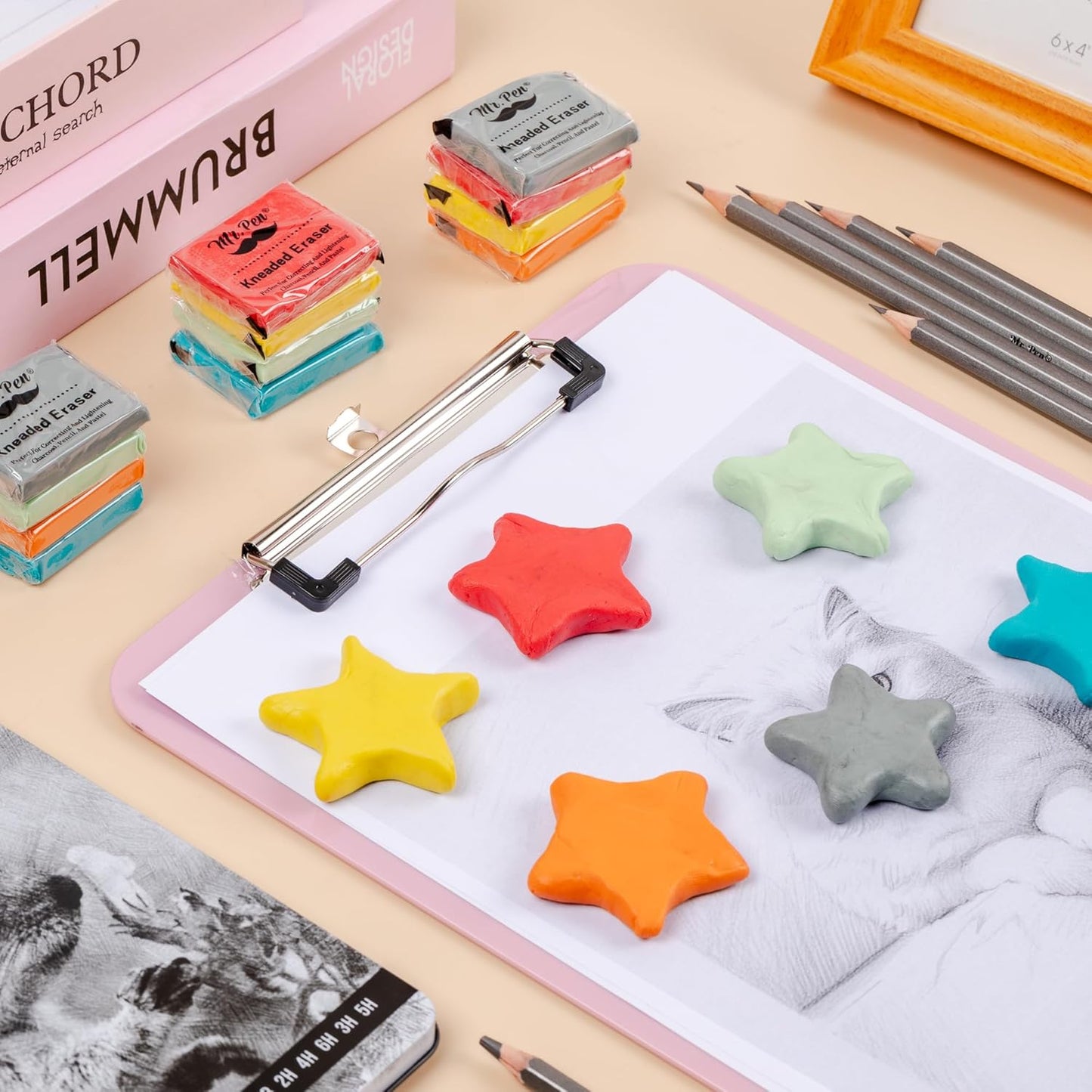 Colorful Kneaded Erasers Set, 19 pcs, 18 Erasers + Sharpener