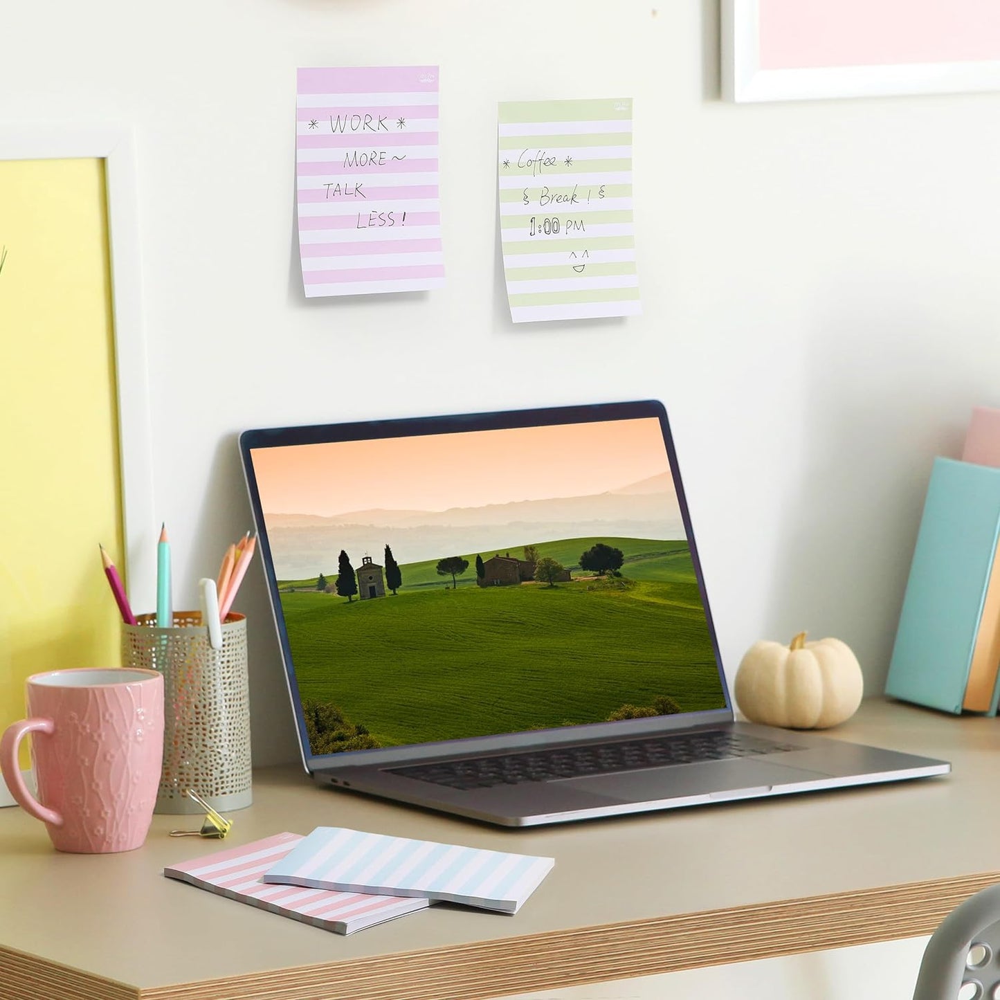 Lined Sticky Notes, 6 Pads, 4x6", 45 Sheets Each, Assorted Pastel Colors