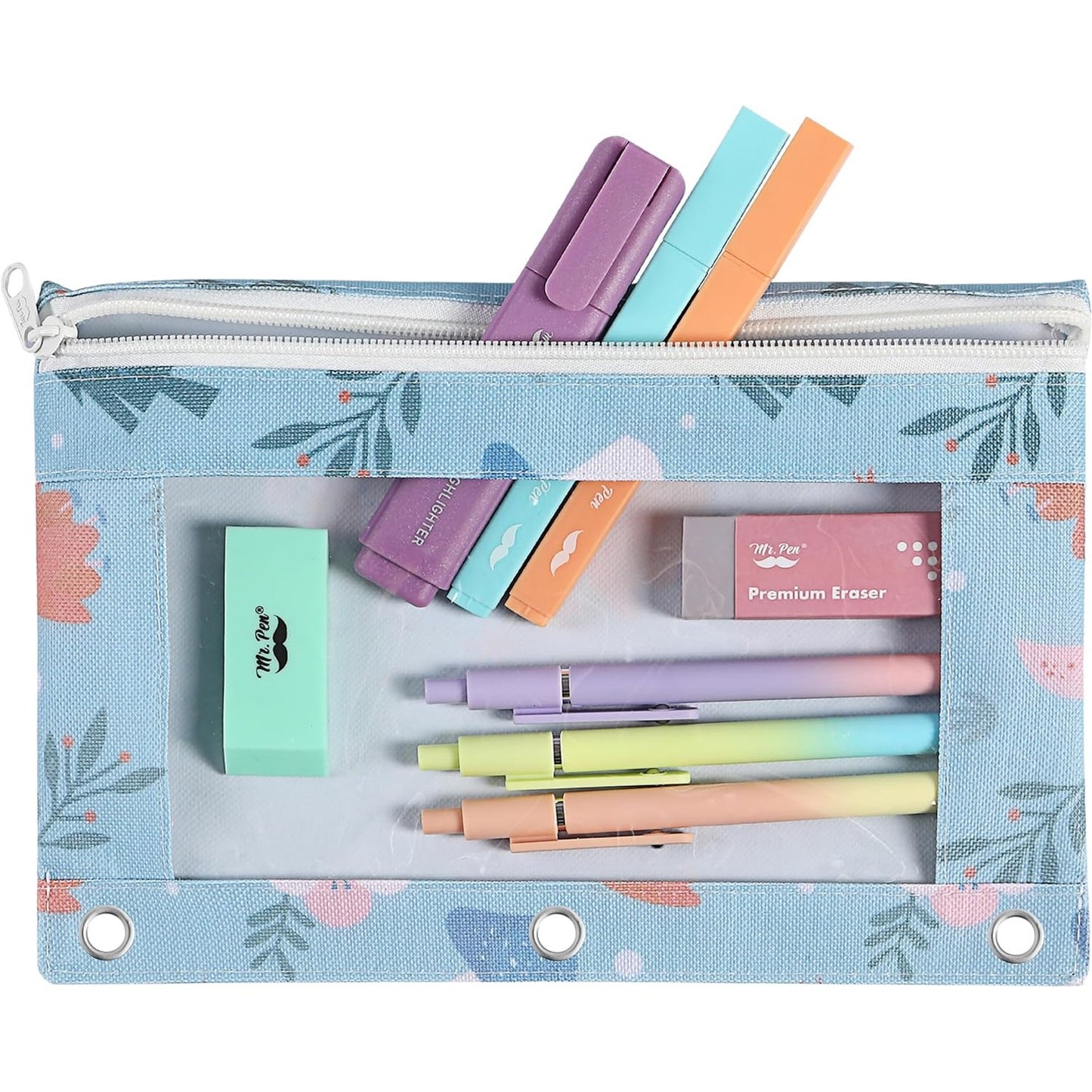 Shop Mr Pen Pencil Pouch, Colored 2 pack pencil pouches, 3 Ring Binder Pouch, Colored Pencil Bags with Zipper