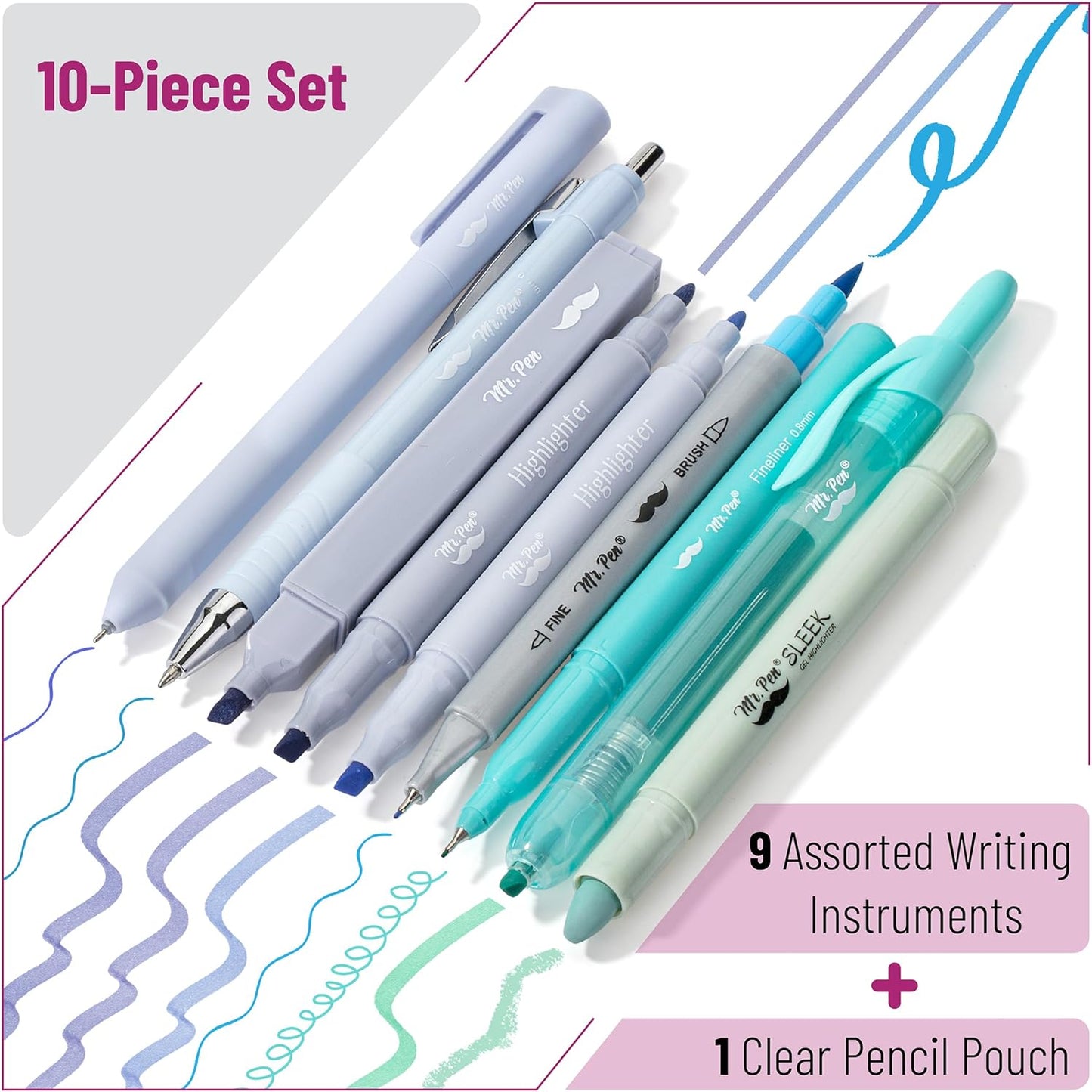 Bible Journaling Kit with Pouch, 10 Pack — Assorted Pens & Highlighters