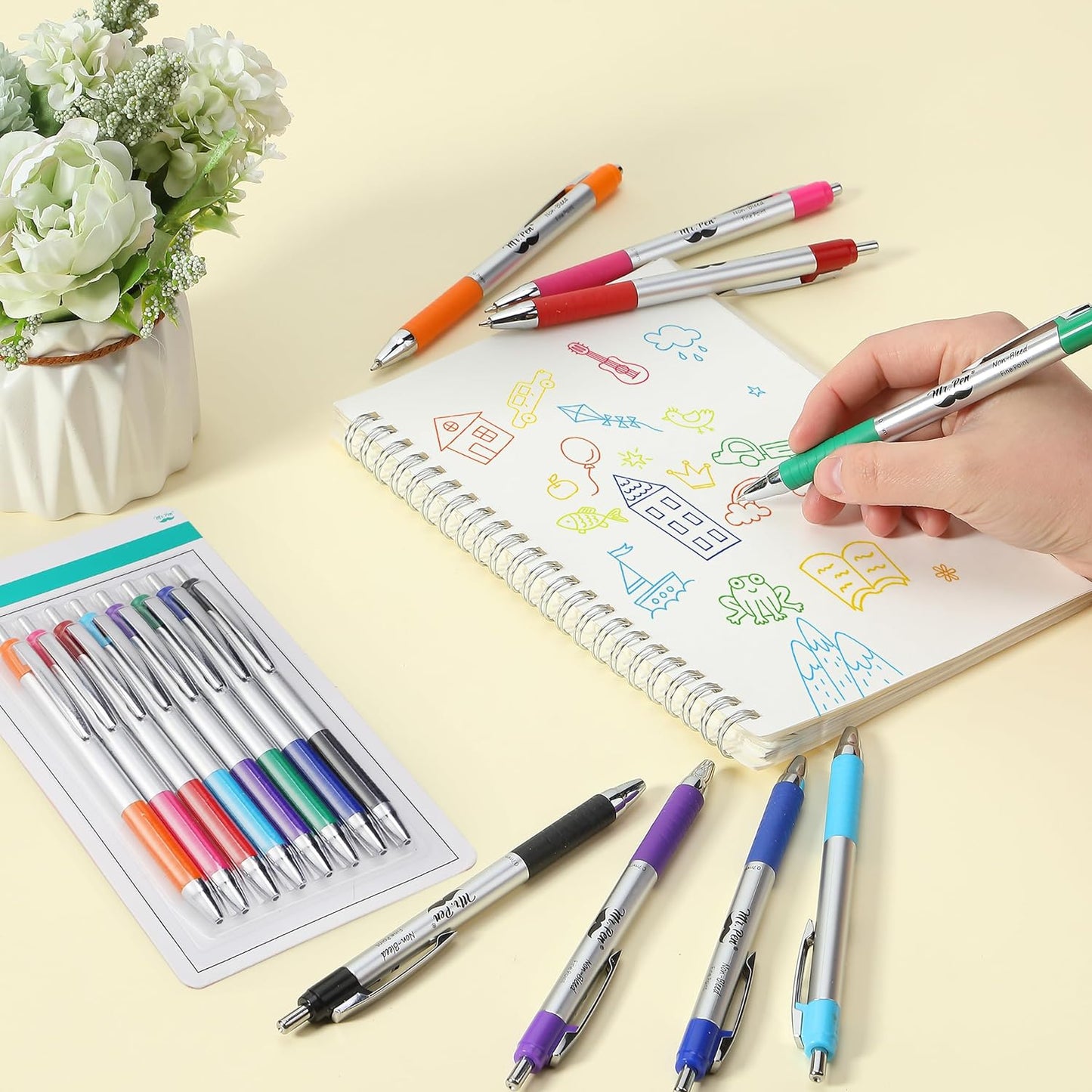 Bible Pens, 8 Pack, Assorted Colors, No-Bleed, Fine Point 0.7mm, Smooth Writing, Journaling & Study Supplies