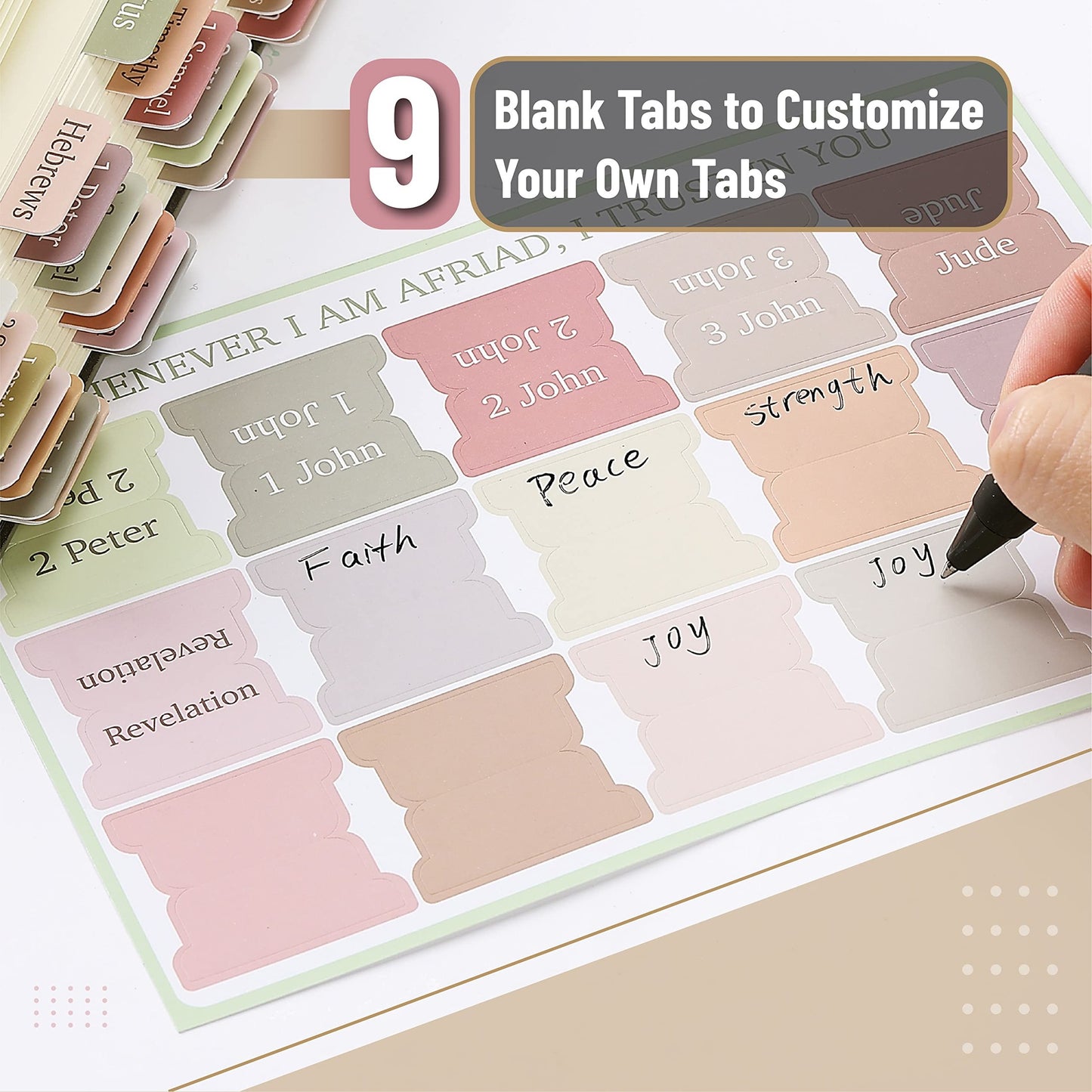 Bible Tabs, 75 Assorted Styles, Laminated, Easy Apply, Old & New Testament