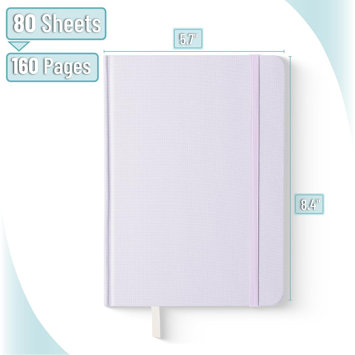 Customizable Dotted Journal Notebook, 5.7"x8.3", 160 Pages, Fabric Hardcover