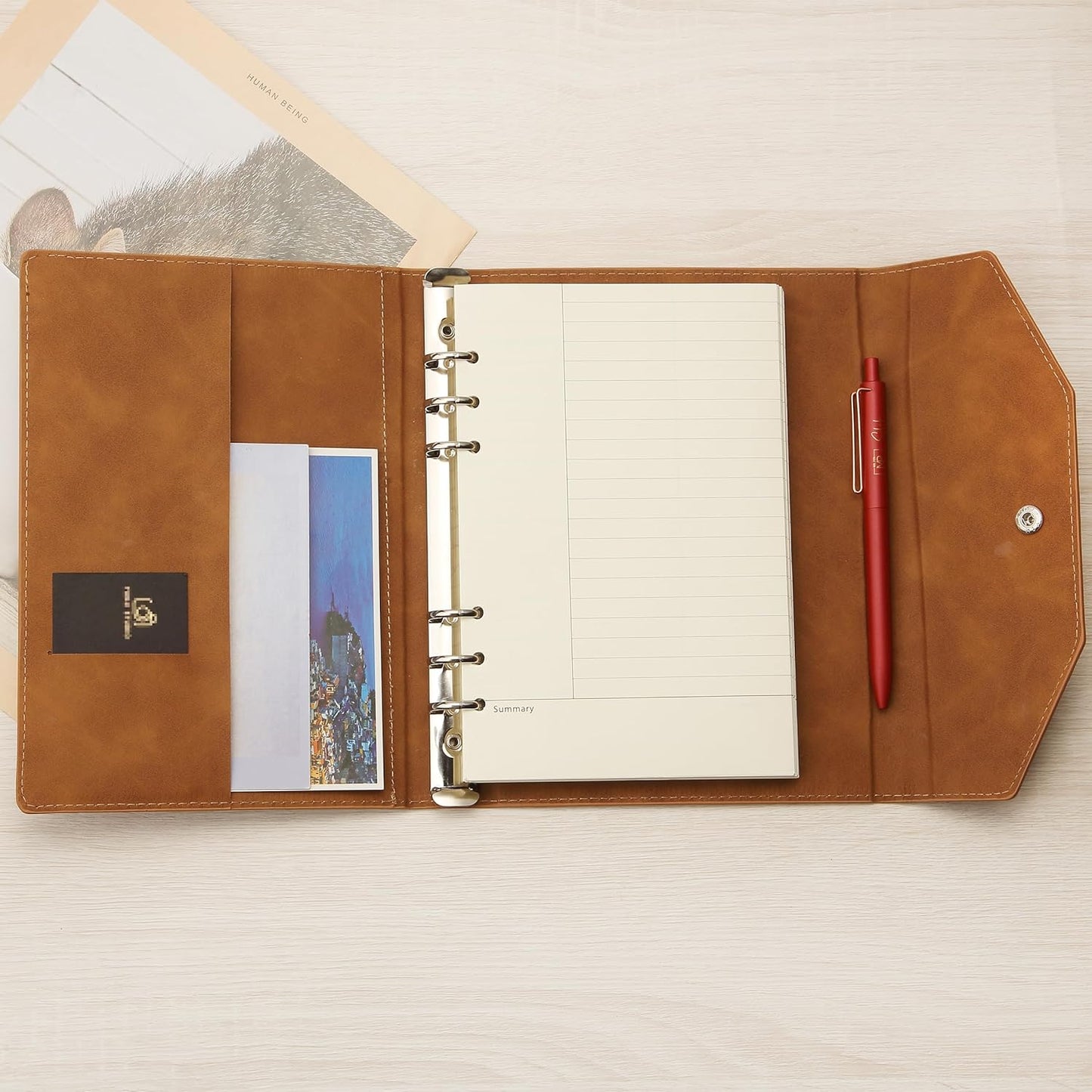 Mr. Pen- A5 Leather Planner Binder, A5 Leather Binder, Leather Ring Binder
