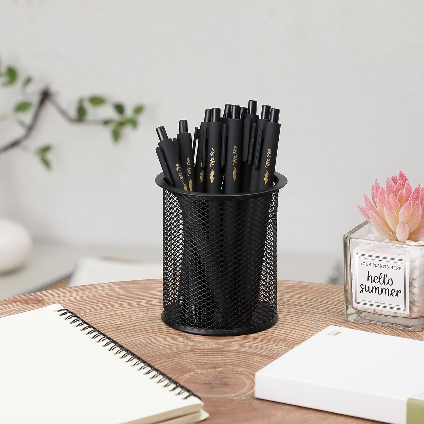Retractable Gel Pens, 10 Pack, Black Ink, 0.5mm Fine Point, Matte Barrel