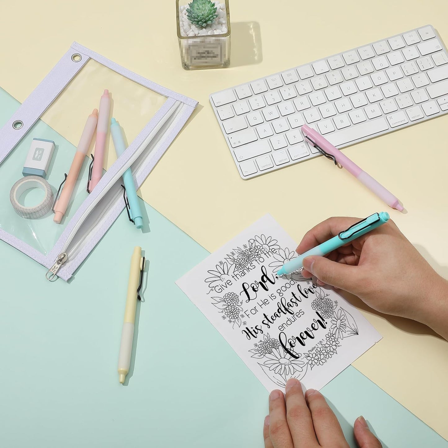 Retractable Gel Pens, 6 Pack, Black Ink Gel Pens, Pastel Barrels, Fast Dry, Gel Pens Fine Point 0.5mm, Retractable Pens, Cute Pens, Gel Ink Pens, Aesthetic Pens for Journaling Fine Tip Pens