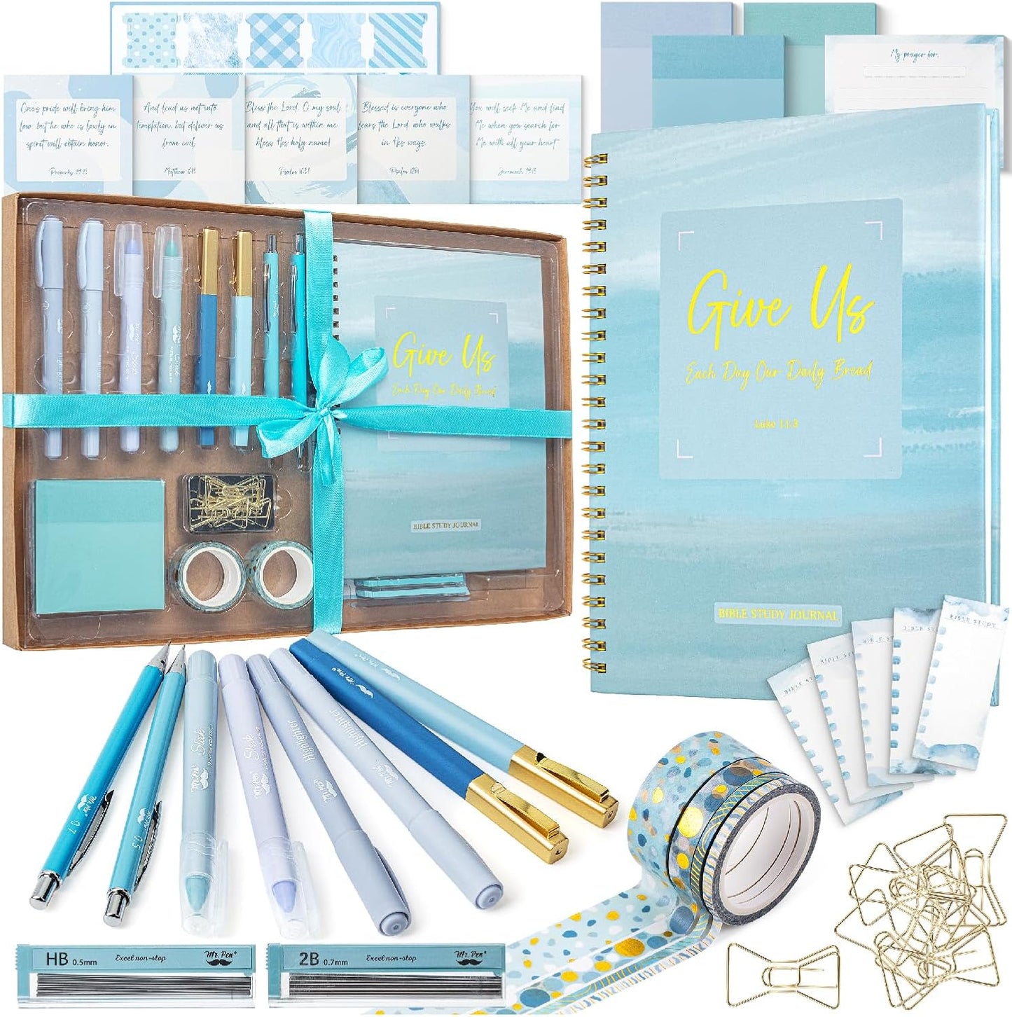 Bible Journaling Kit, Bible Highlighters and Pens No Bleed, Bible Study Kit, Journaling Kit for Women and Gift, Bible Tabs and Highlighter Set