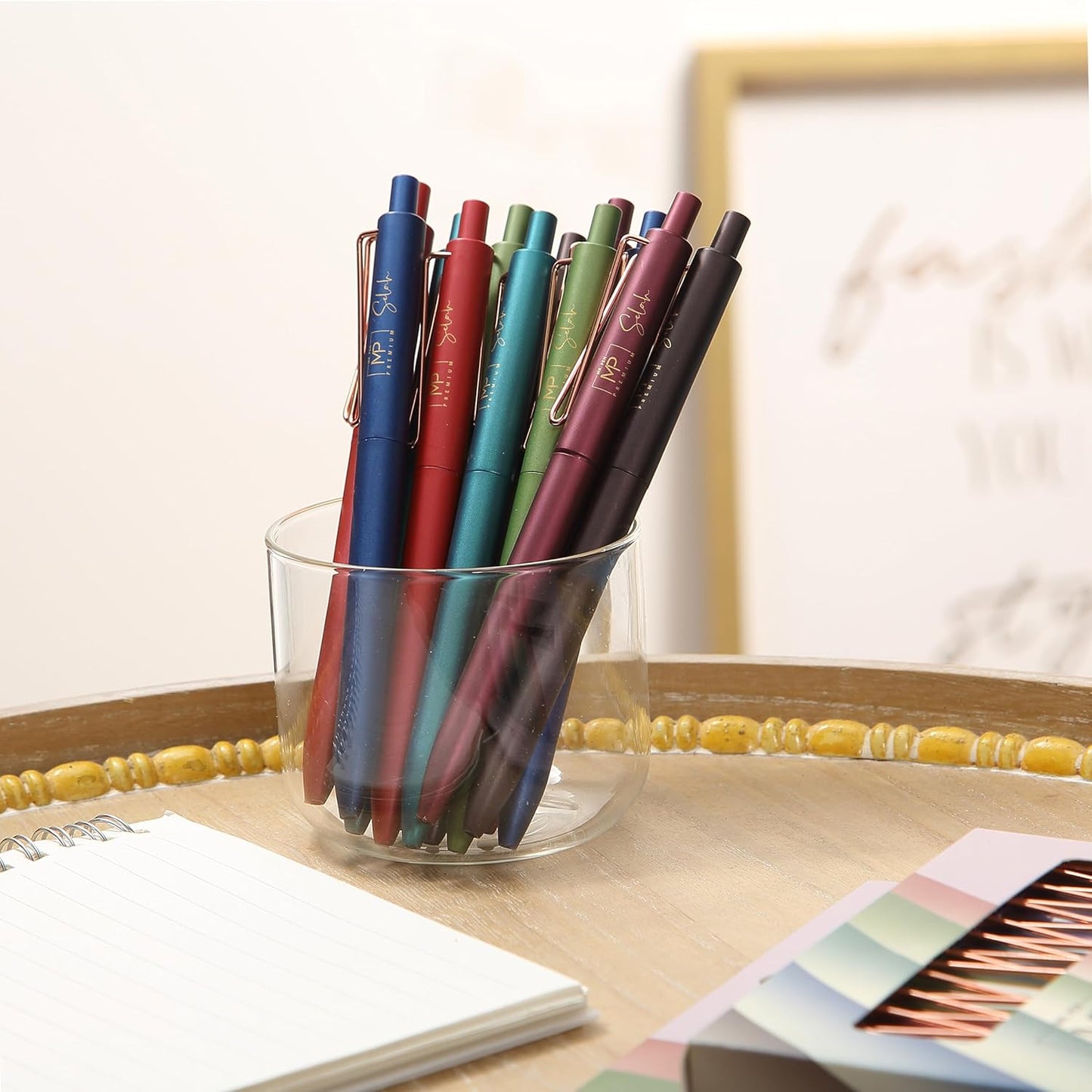 Retractable Gel Pens, 12 Pack, Black Ink, 0.5mm Fine Point, Metallic Vintage Barrels, Fast Dry, Aesthetic Pens