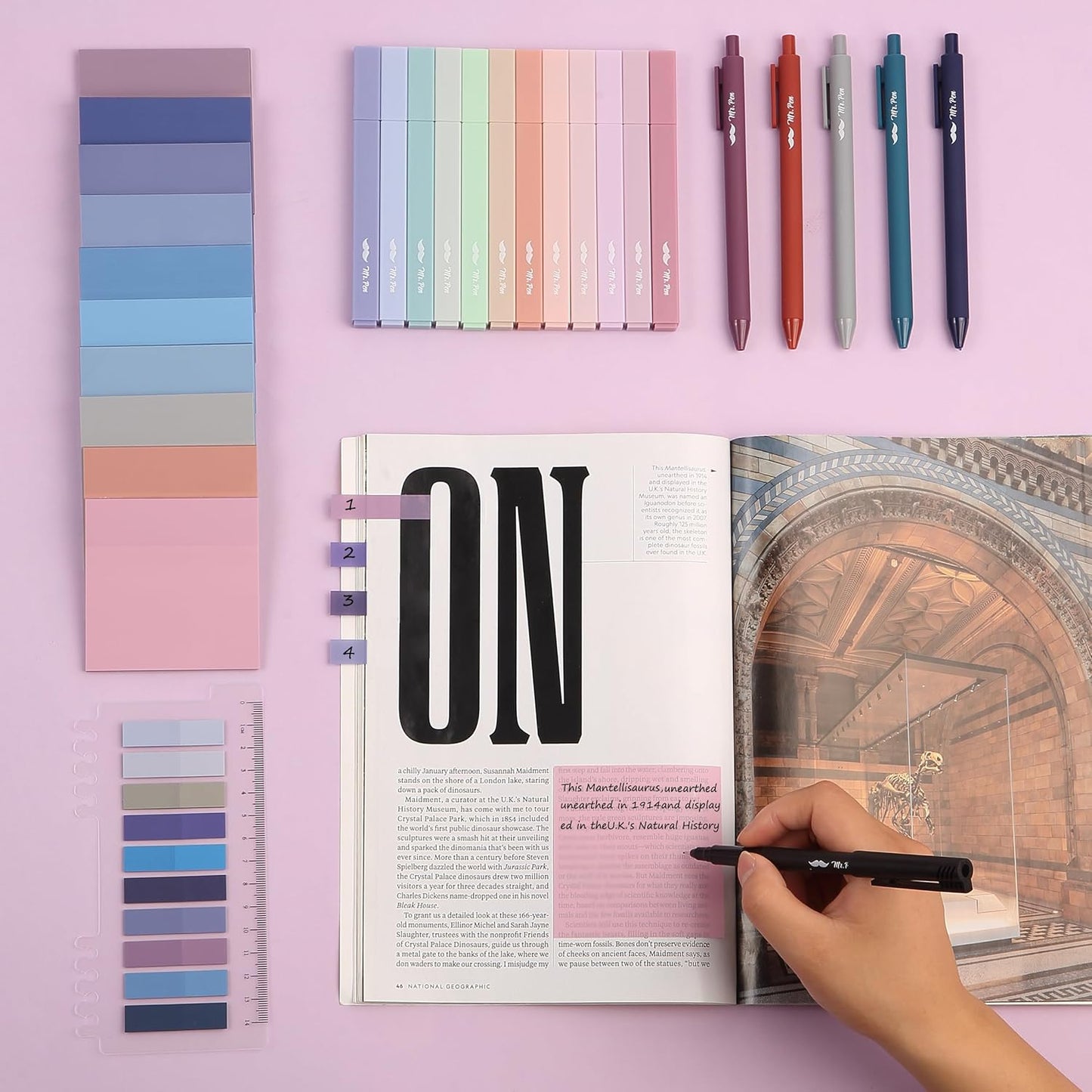Mr. Pen- Aesthetic Book Annotation Kit, 38 pcs, Aesthetic Highlighters and Gel Pens