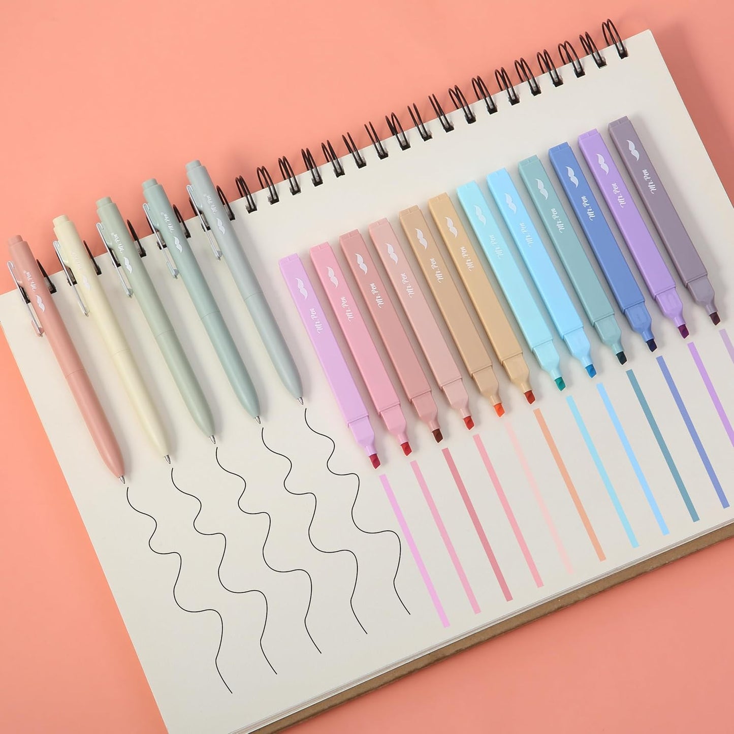 Mr. Pen- Aesthetic Highlighters and Gel Pens, 17 Pack, 12 Muted Pastel Highlighters No Bleed & 5 Black Ink 0.7mm Aesthetic Gel Pens
