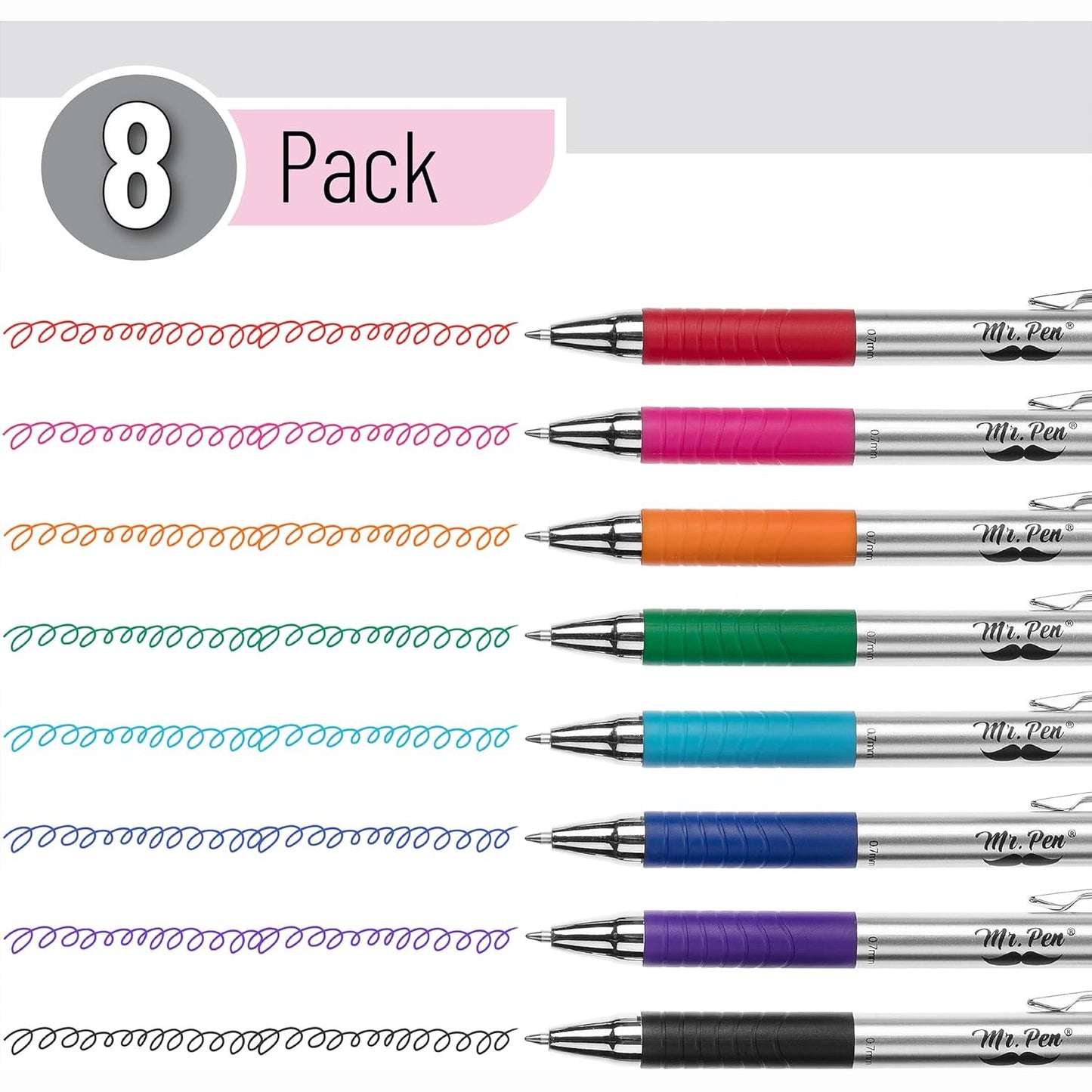 Bible Pens, 8 Pack, Assorted Colors, No-Bleed, Fine Point 0.7mm, Smooth Writing, Journaling & Study Supplies