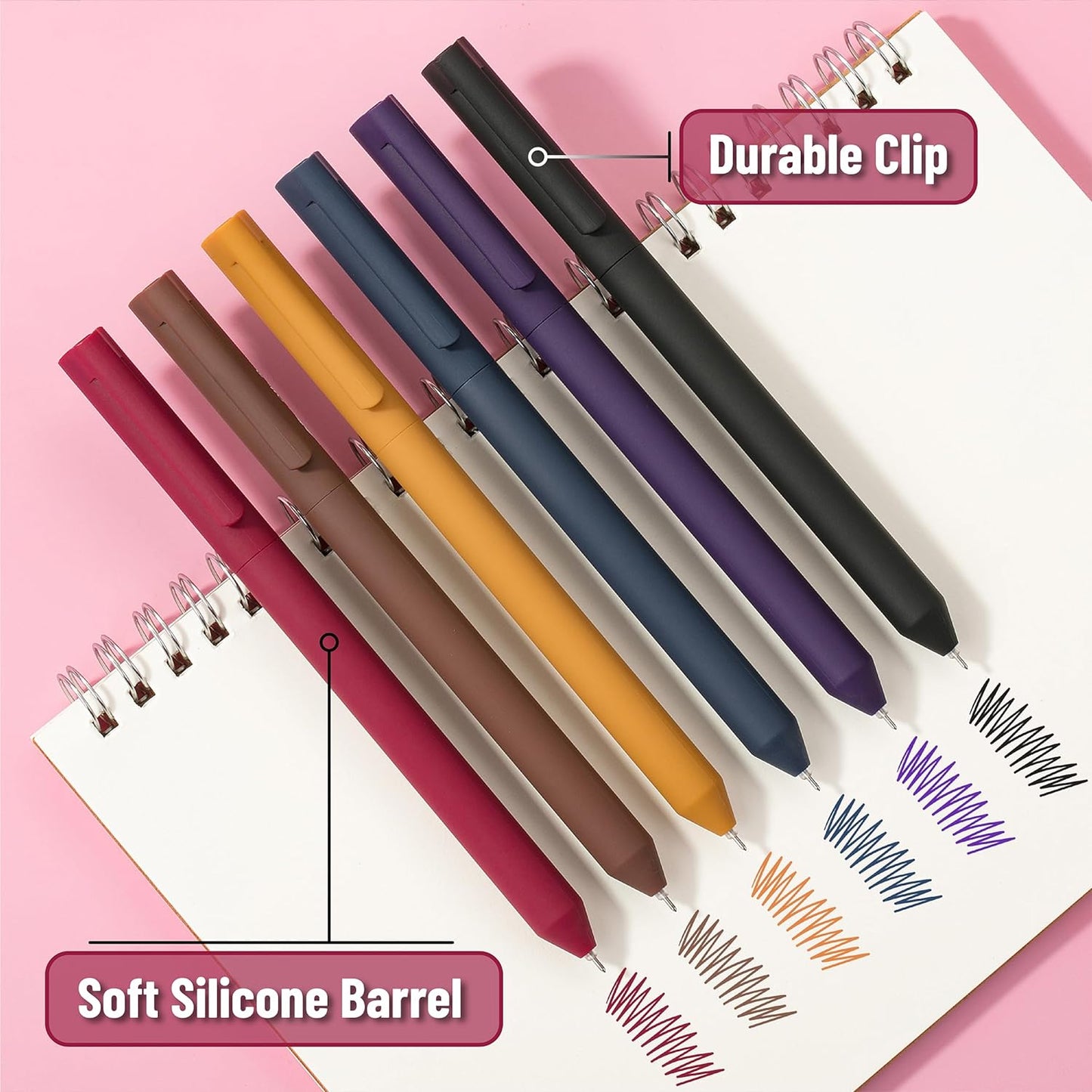 Retractable Gel Pens, 6 Pack, Vintage Colors, Smooth Writing, Fine Point, Colored Ink, Stylish Barrels