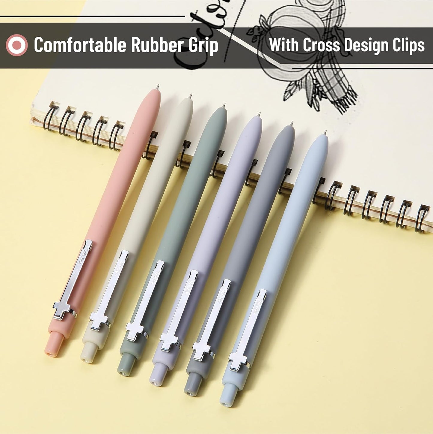 Customizable Retractable Cross Clip Pens, Black Ink, Fine Point 0.5mm, Assorted Color Barrels