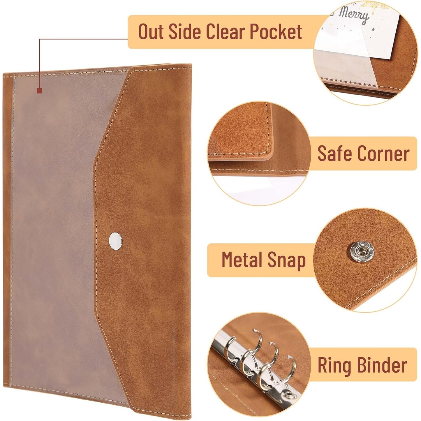 Mr. Pen- A5 Leather Planner Binder, A5 Leather Binder, Leather Ring Binder