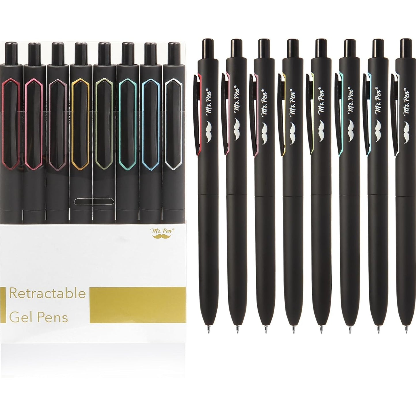 Mr. Pen- Retractable Gel Pens, 8 Pack, Pastel Color Ink Gel Pens, Gel Pens Fine Point 0.5mm, Retractable Pens, Cute Pens