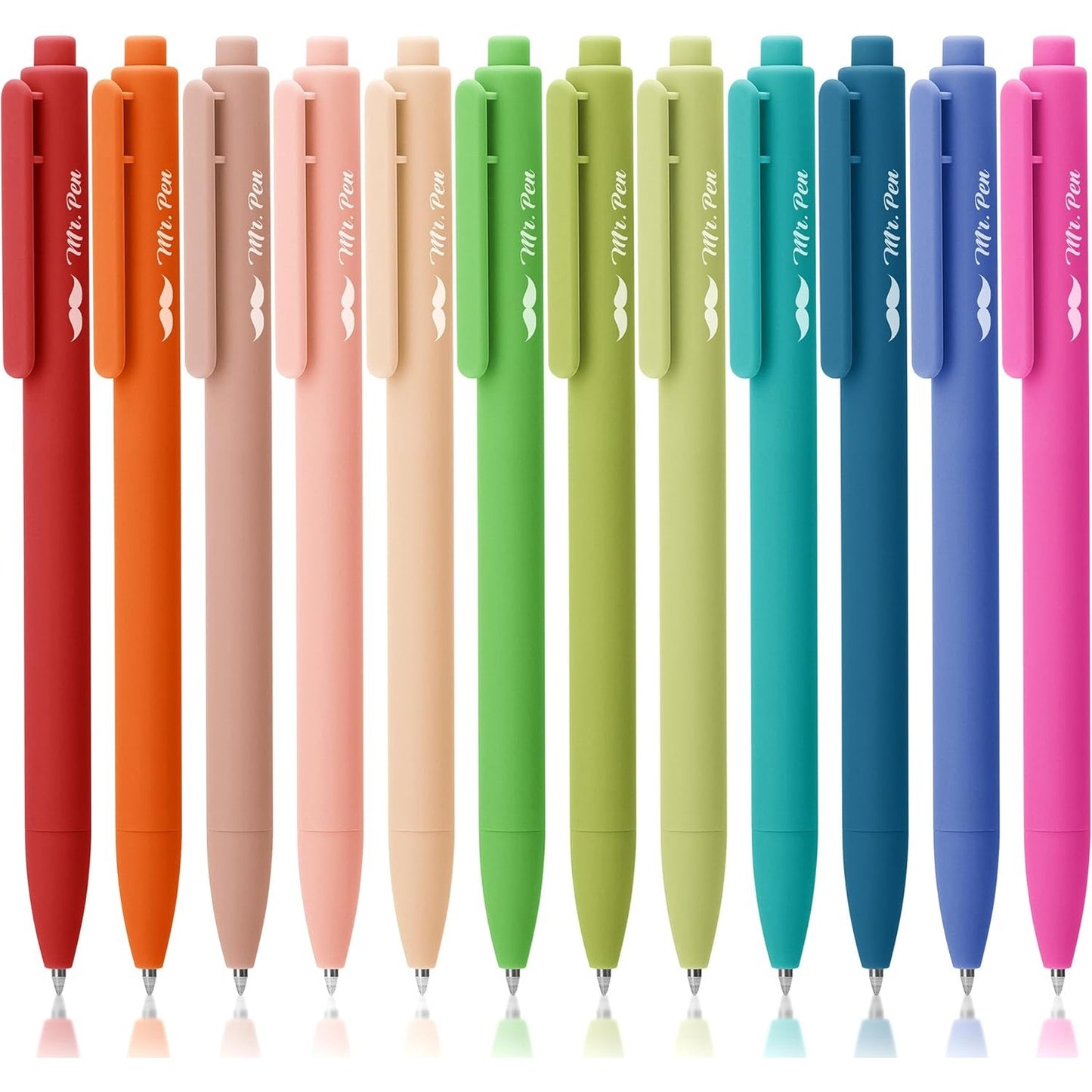 Retractable Gel Pens, 12 Pack, Cute Design, Colored Ink, Quick-Dry, Fine Point 0.7mm