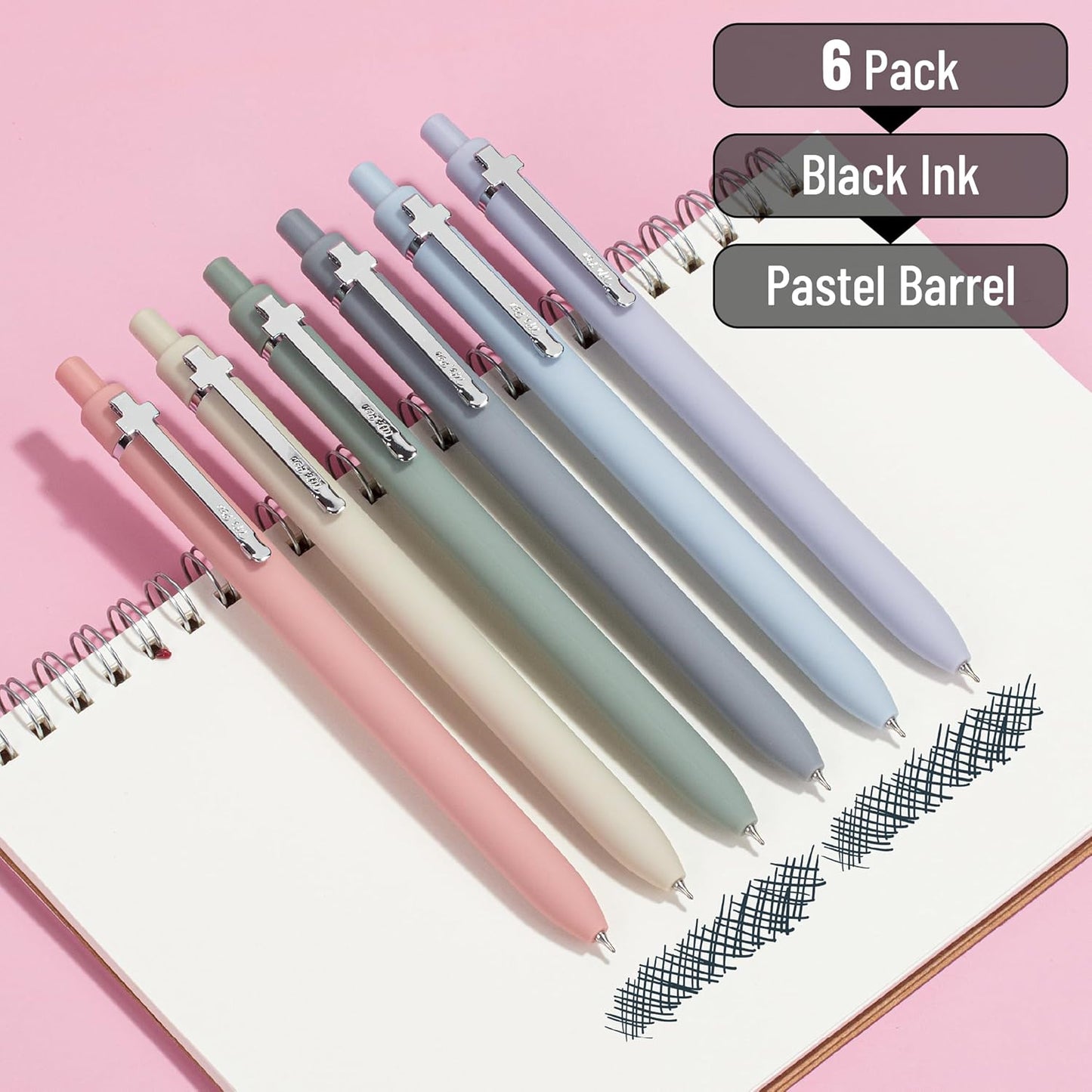 Customizable Retractable Cross Clip Pens, Black Ink, Fine Point 0.5mm, Assorted Color Barrels