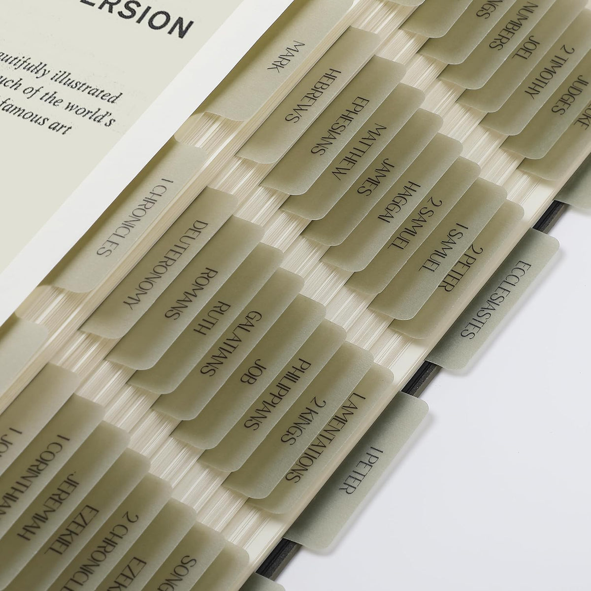 Mr. Pen- Laminated Bible Tabs, 75 pcs, Translucent Olive Green, Easy-to-Read & Apply, Tear Resistant Index Tabs for Women and Men