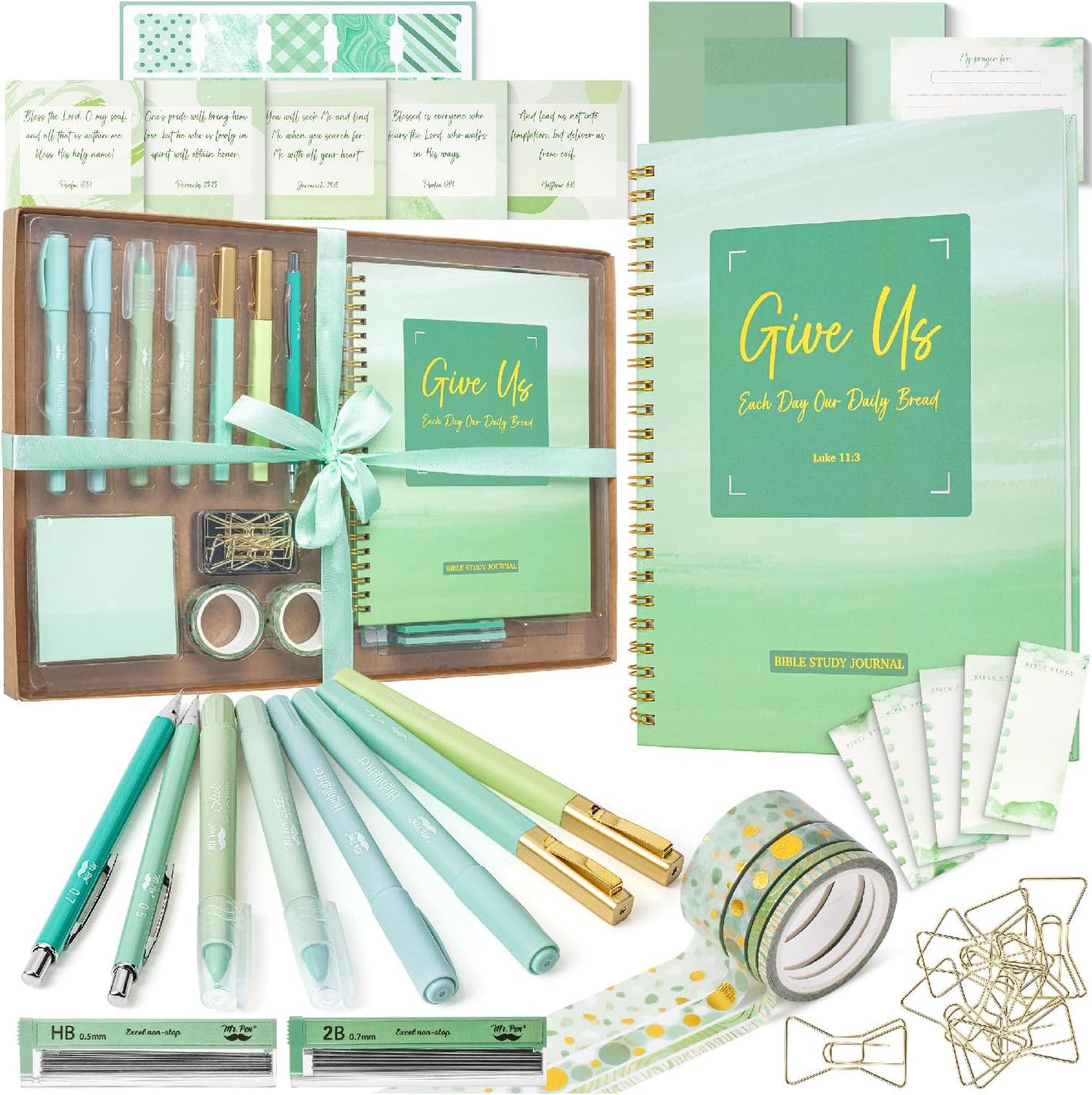 Bible Journaling Kit, Bible Highlighters and Pens No Bleed, Bible Study Kit, Journaling Kit for Women and Gift, Bible Tabs and Highlighter Set