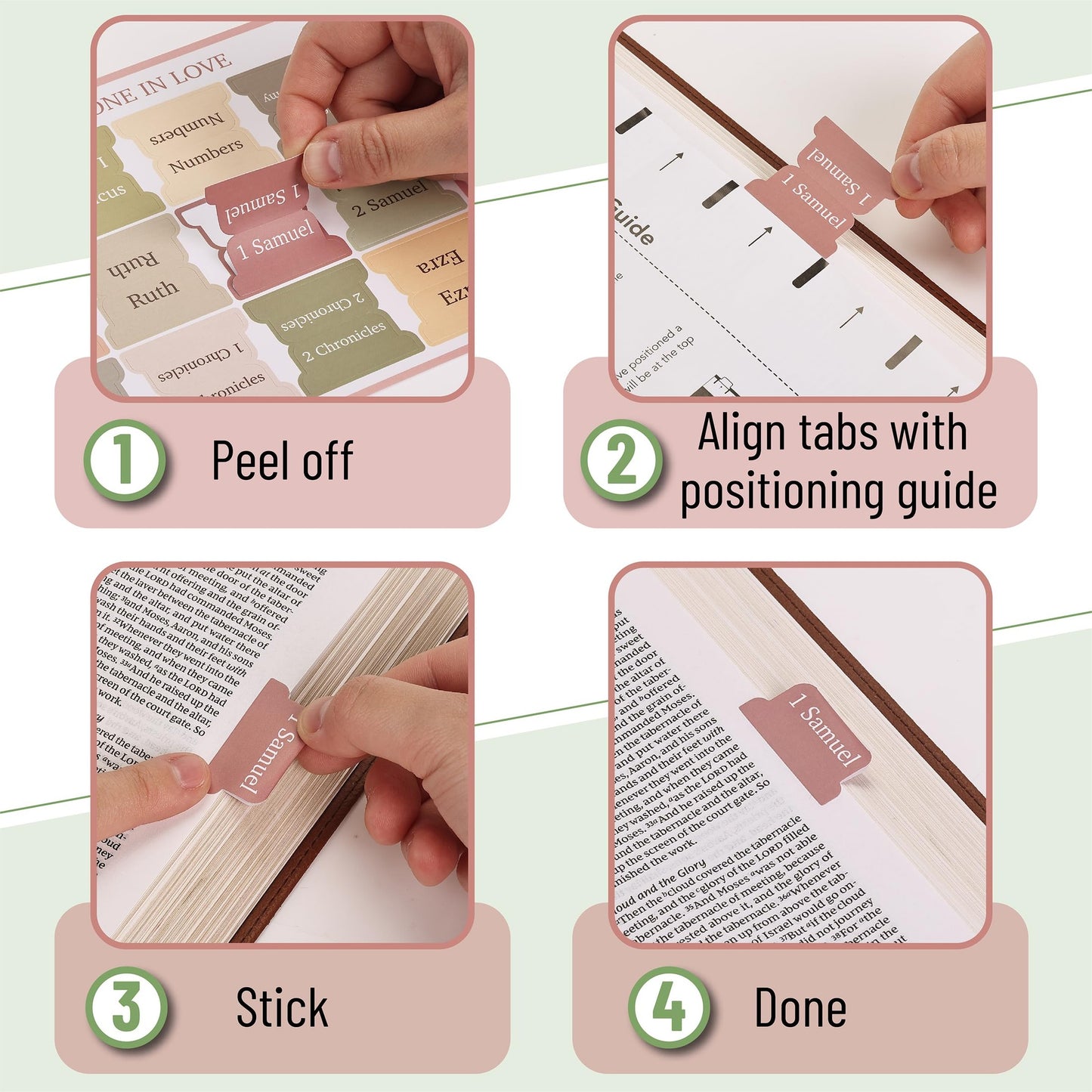 Bible Tabs, 75 Assorted Styles, Laminated, Easy Apply, Old & New Testament