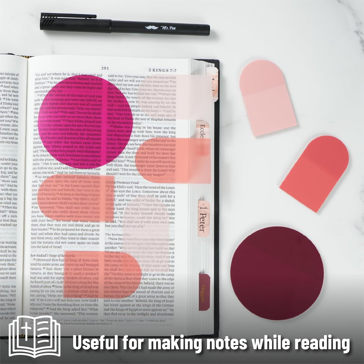 Transparent Sticky Notes Desert Rose Style, 150 Sheets + Pen