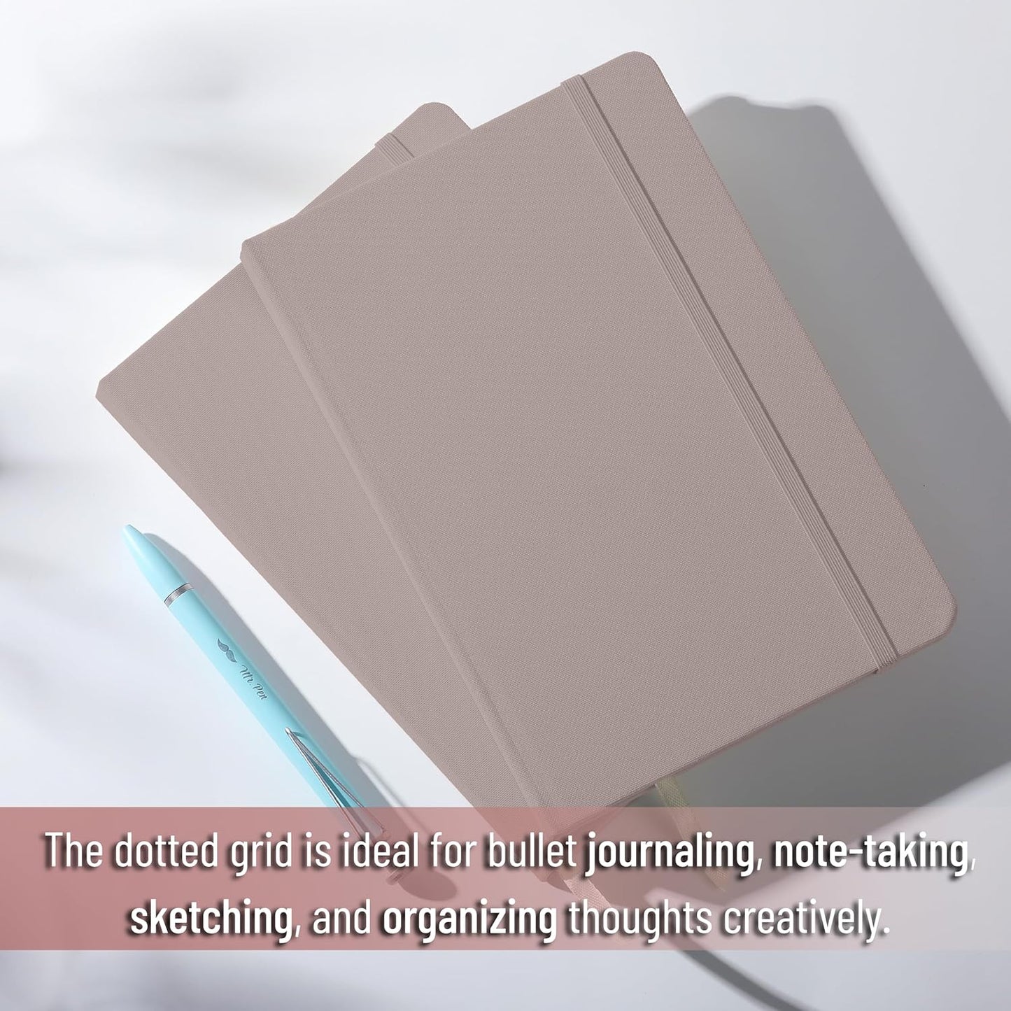 Customizable Dotted Journal Notebook, 5.7"x8.3", 160 Pages, Fabric Hardcover