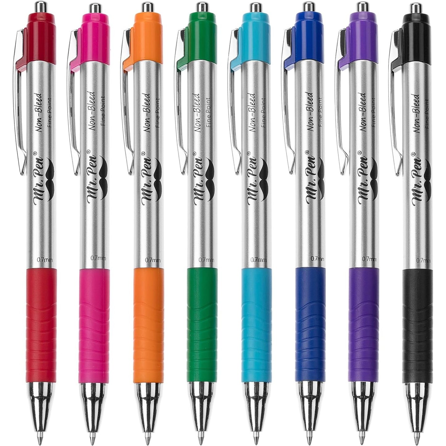 Bible Pens, 8 Pack, Assorted Colors, No-Bleed, Fine Point 0.7mm, Smooth Writing, Journaling & Study Supplies