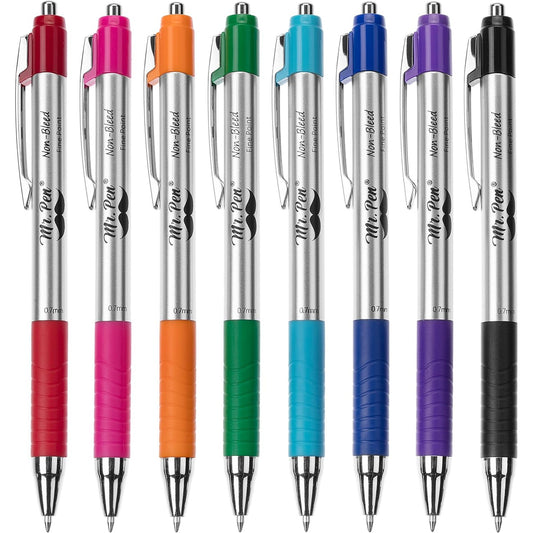 Bible Pens, 8 Pack, Assorted Colors, No-Bleed, Fine Point 0.7mm, Smooth Writing, Journaling & Study Supplies