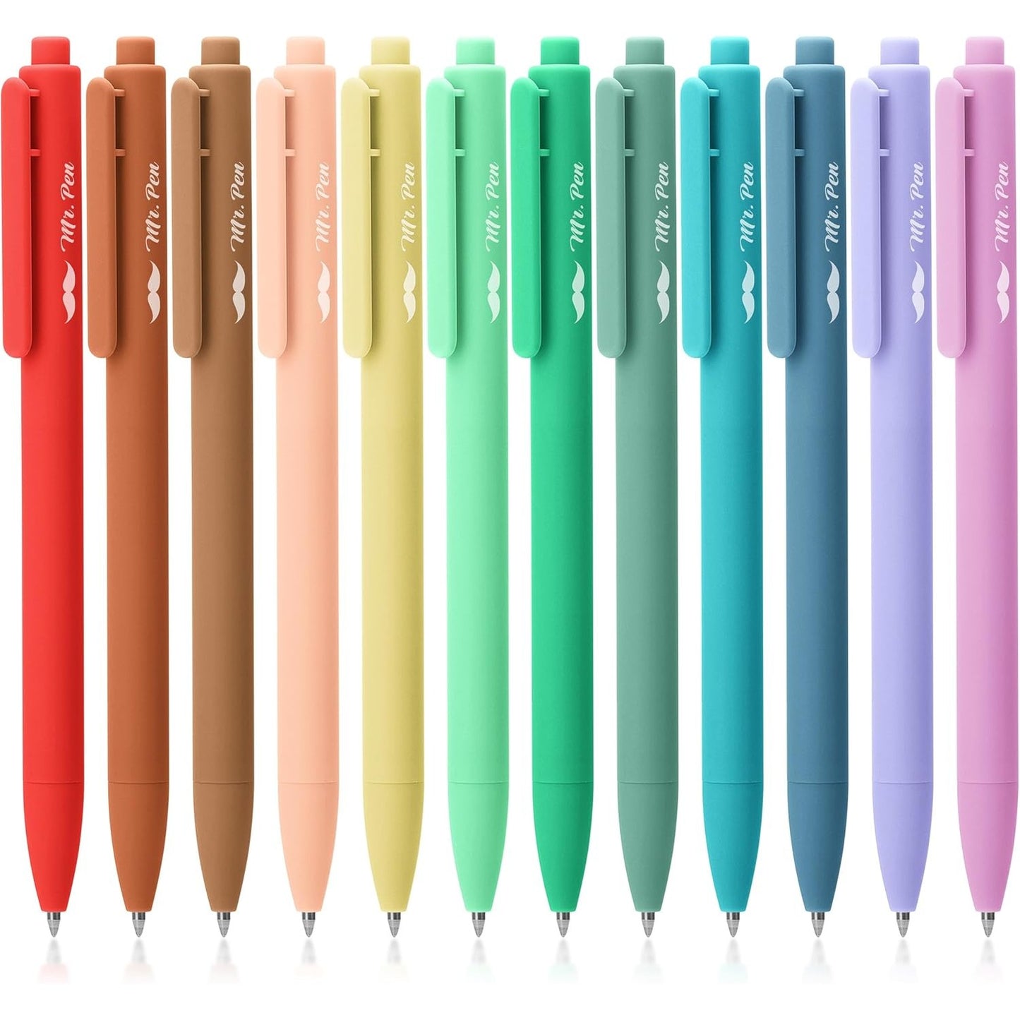 Retractable Gel Pens, 12 Pack, Cute Design, Colored Ink, Quick-Dry, Fine Point 0.7mm