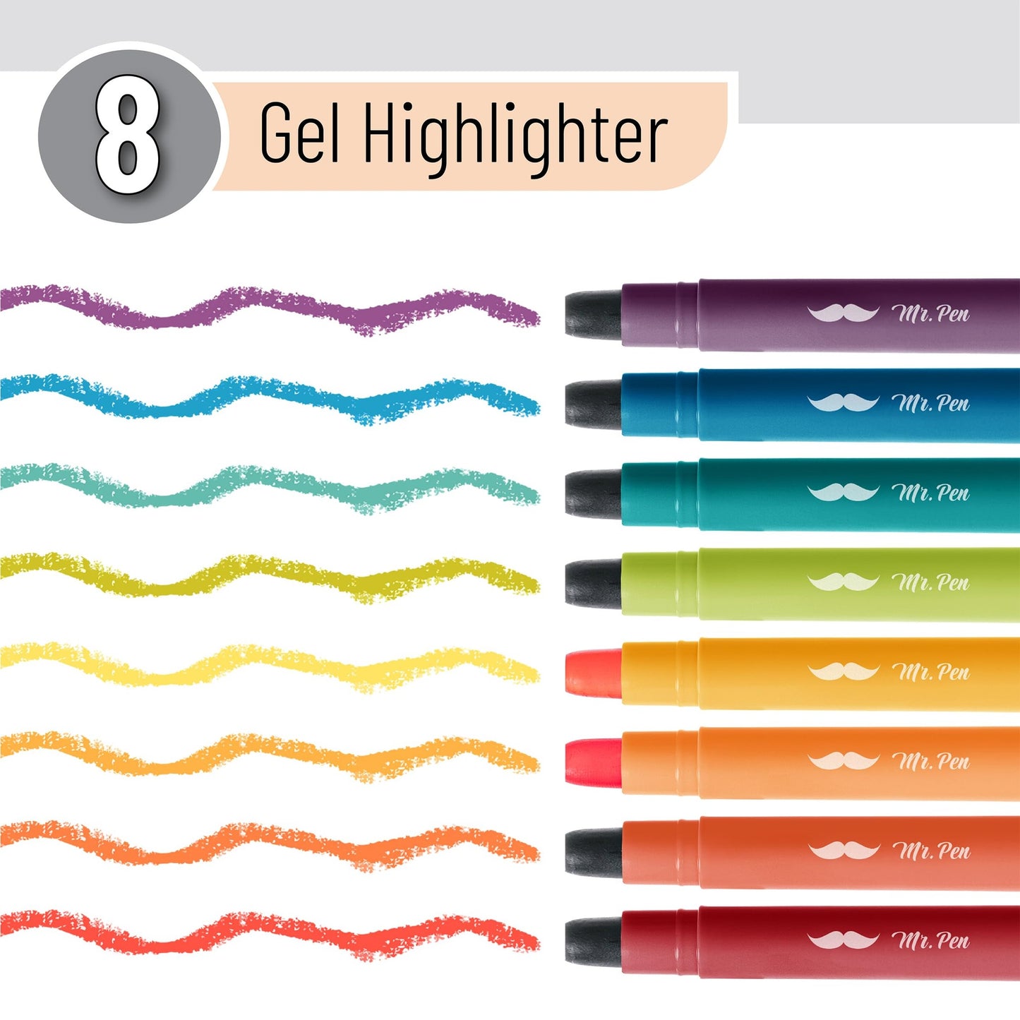 Bible Gel Highlighters, 8 Pack, Assorted Colors, No-Bleed, Twist-Up, Sharpenable Tips, Bible-Safe Study Supplies