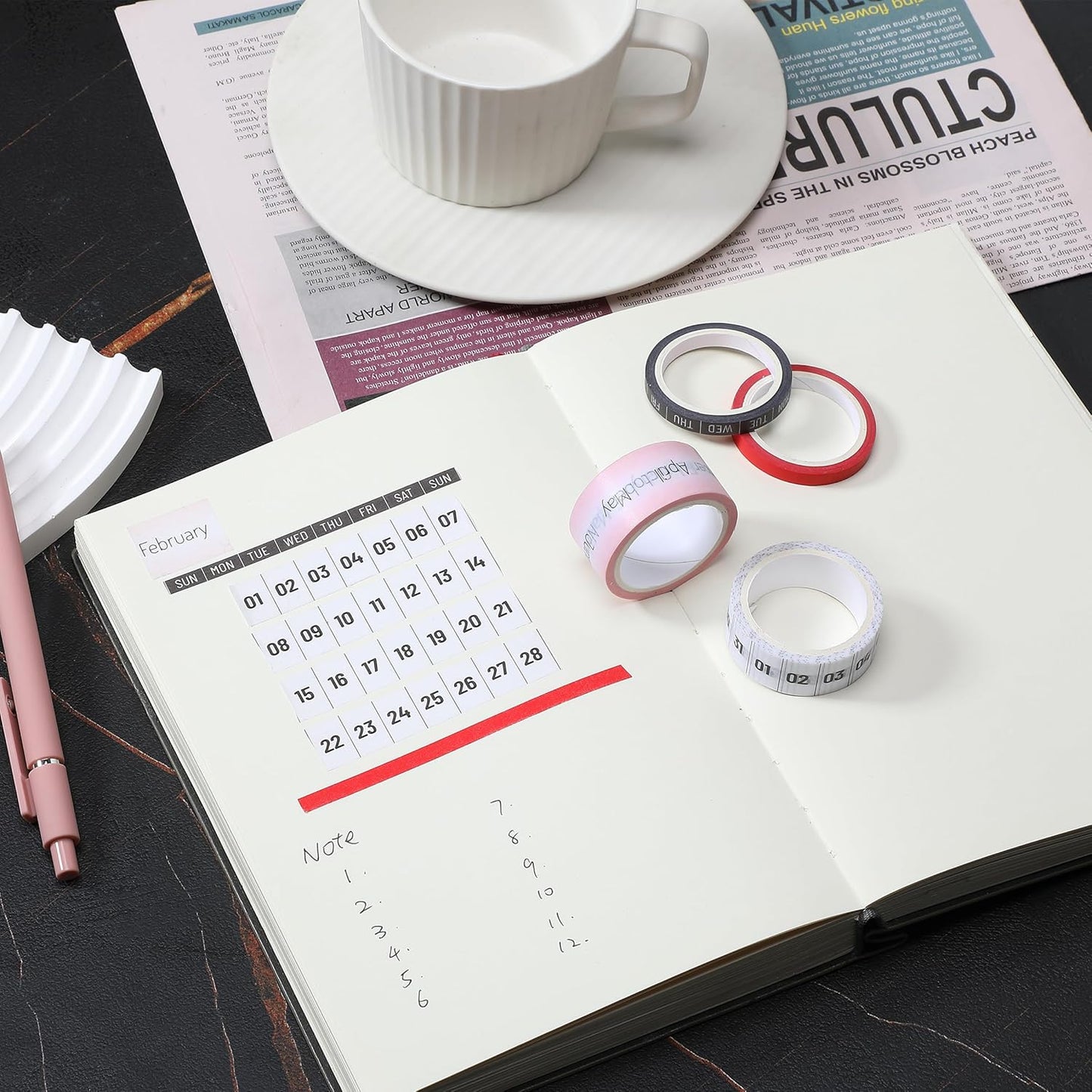 Calendar Tape Set, 4 Styles, Number Washi Tape, Days of The Week Washi Tape Calendar Washi Tape Numbers, Planner Washi Tapes, Decorative Tape, Washy Tape, Washi Tape Set, Scrapbook Tape