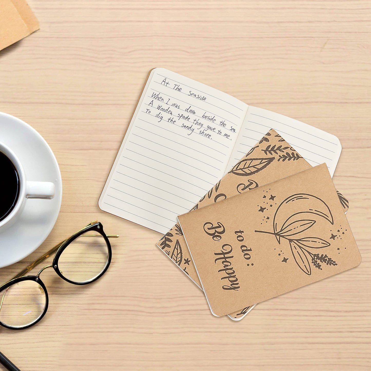 Kraft Notebooks, A6 Sized, 4.2 x 5.9, 6 pcs, Mini Notebooks, Small Journal Notebook, Lined Pocket Notebook Motivational Notebooks, Cute Mini Notebook, Kraft Paper Notebook