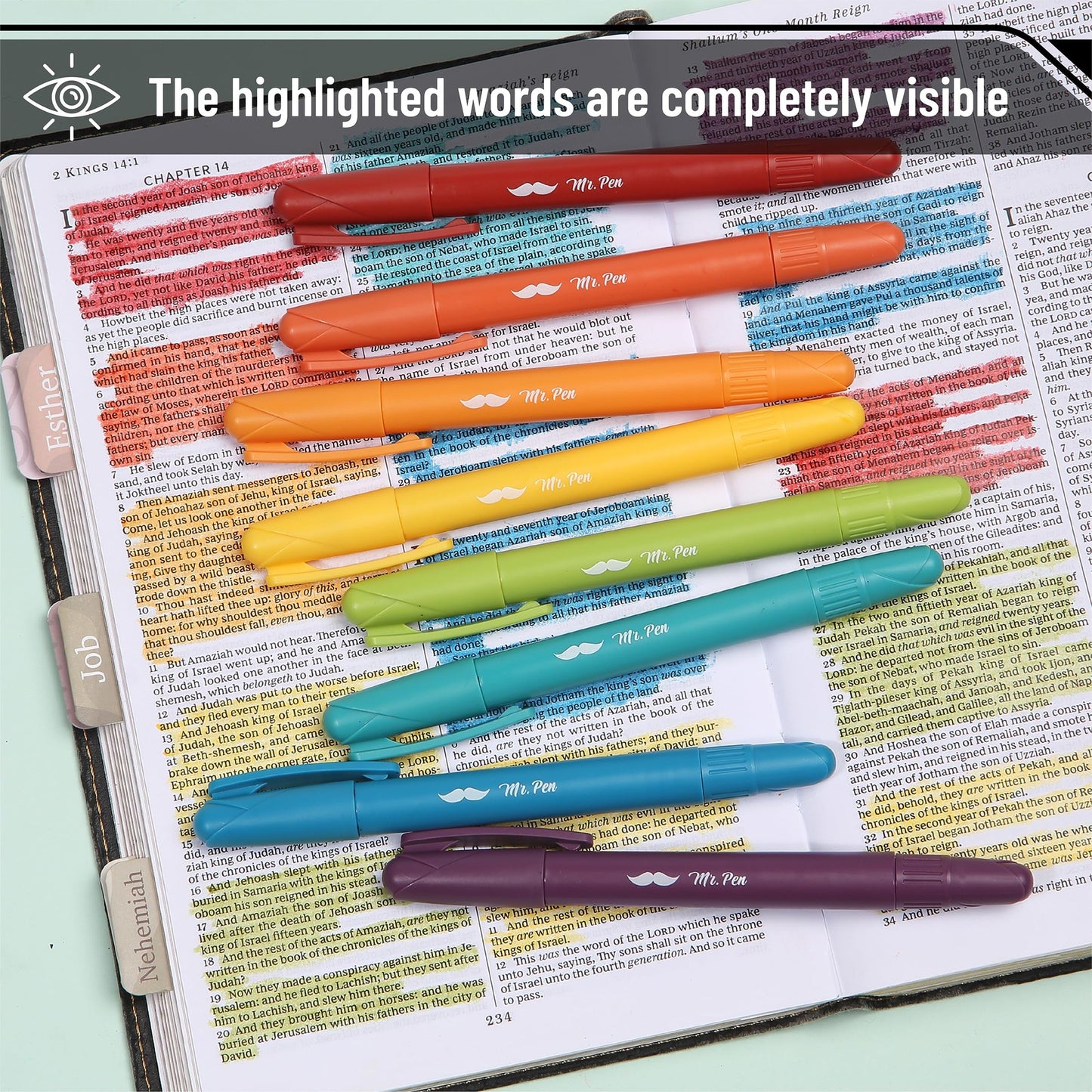 Bible Gel Highlighters, 8 Pack, Assorted Colors, No-Bleed, Twist-Up, Sharpenable Tips, Bible-Safe Study Supplies