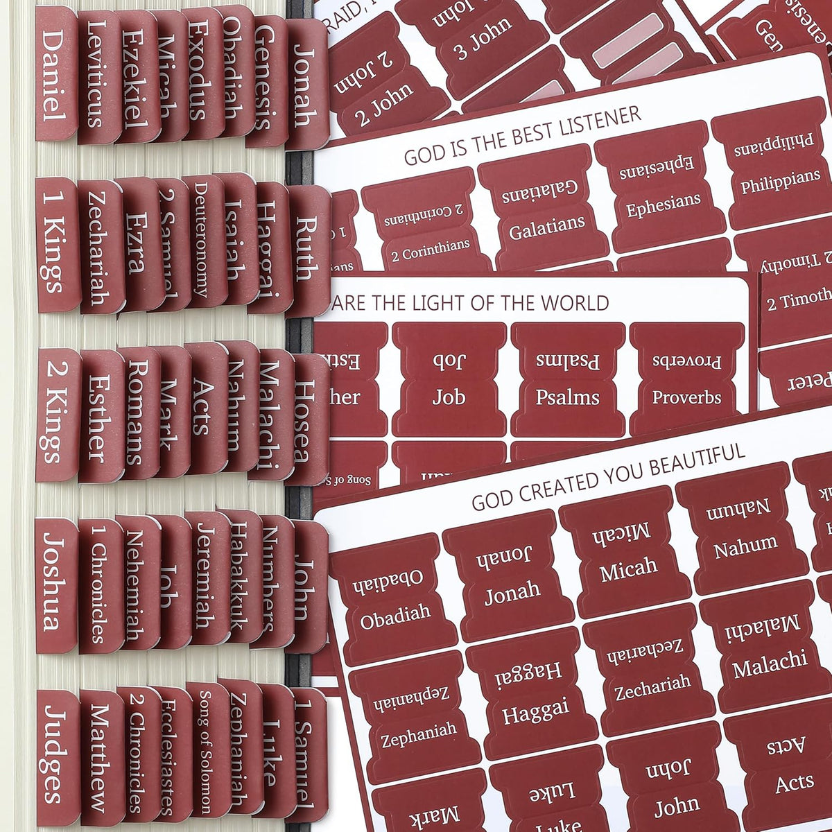 Mr. Pen- Bible Tabs, 75 pcs, Mahogany, Laminated Bible Tabs for Women and Men