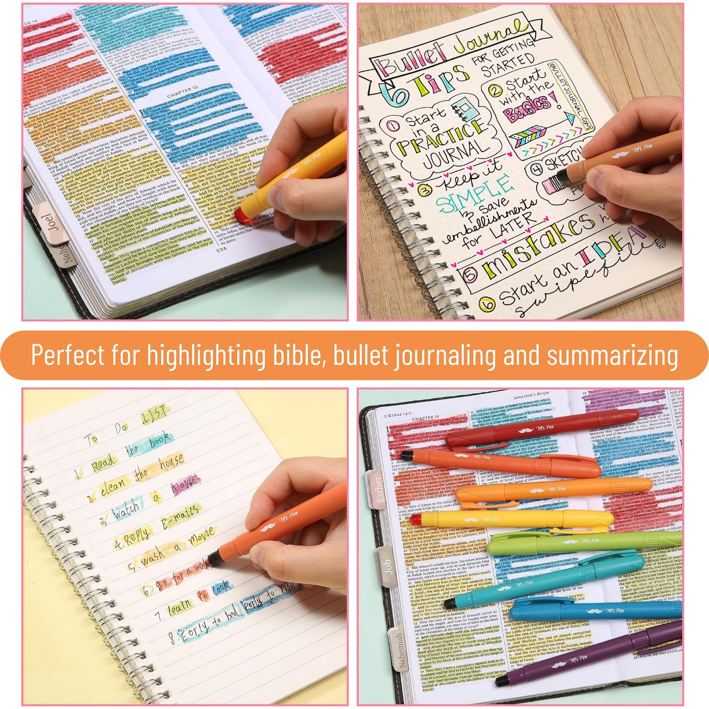 Bible Gel Highlighters, 8 Pack, Assorted Colors, No-Bleed, Twist-Up, Sharpenable Tips, Bible-Safe Study Supplies