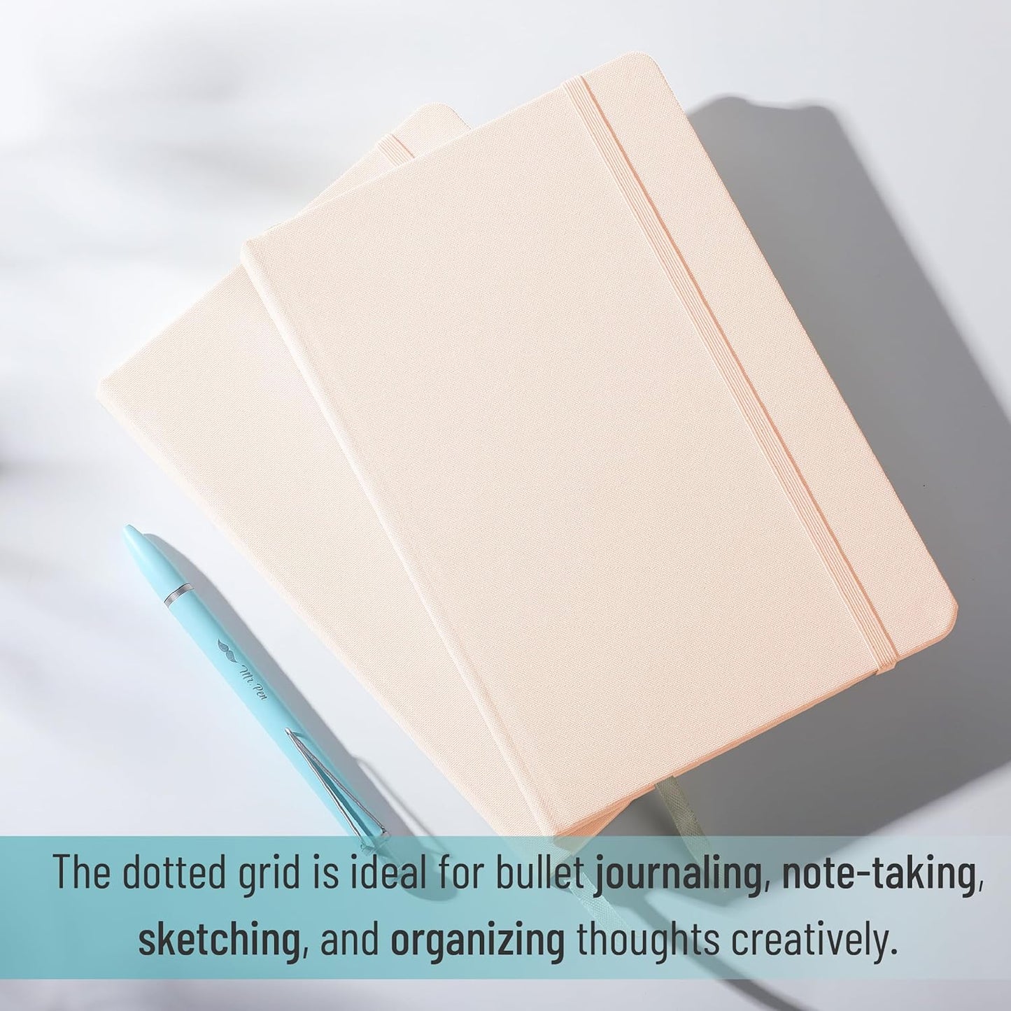 Customizable Dotted Journal Notebook, 5.7"x8.3", 160 Pages, Fabric Hardcover