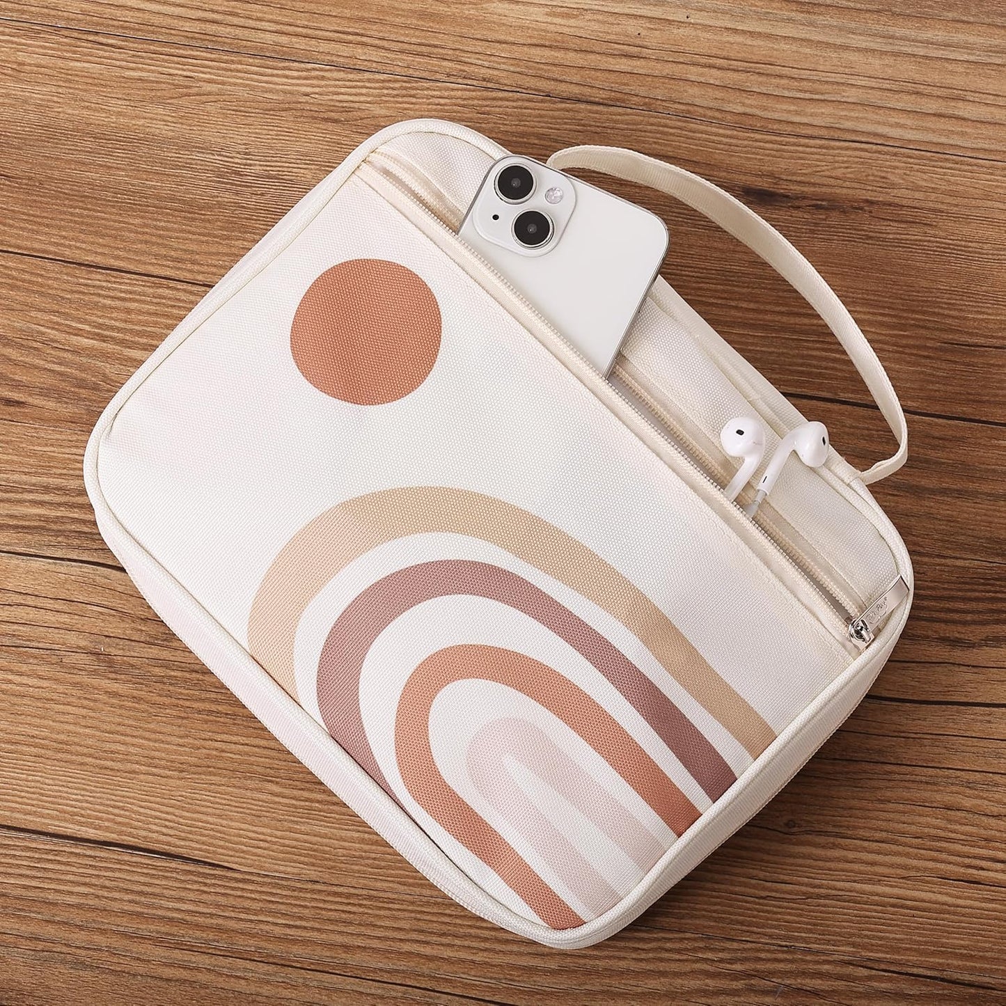 Clear Bible Case with Rainbow & Sun Design, Durable Zipper, Multiple Pockets