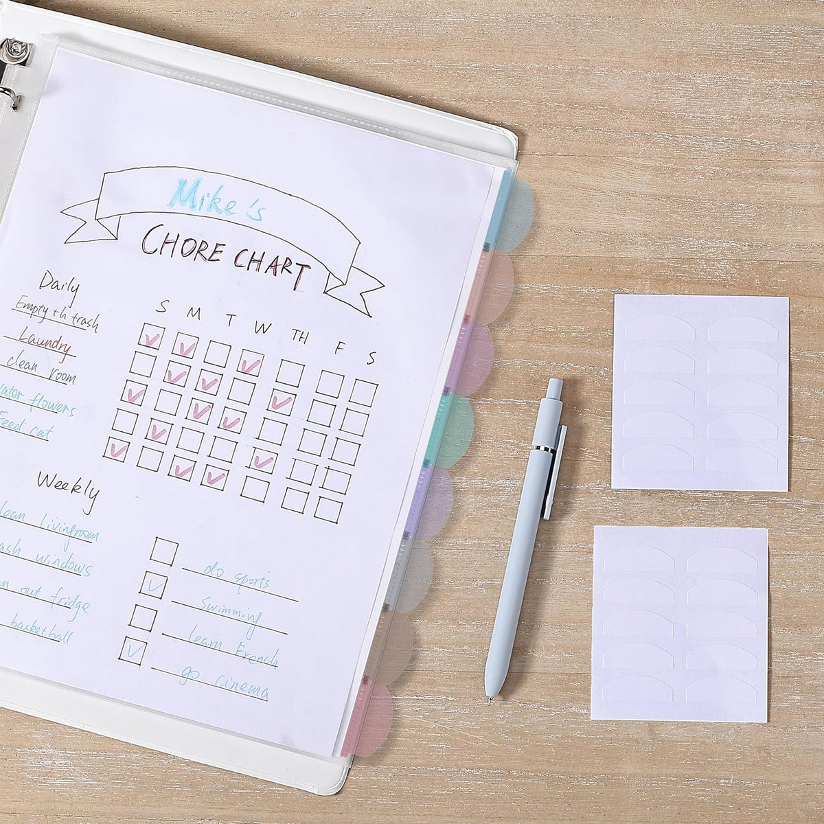 Mr. Pen- Clear Sheet Protectors with Tabs, 8 Tabs, 32 Sets, Clear Plastic Dividers for 3 Ring Binder