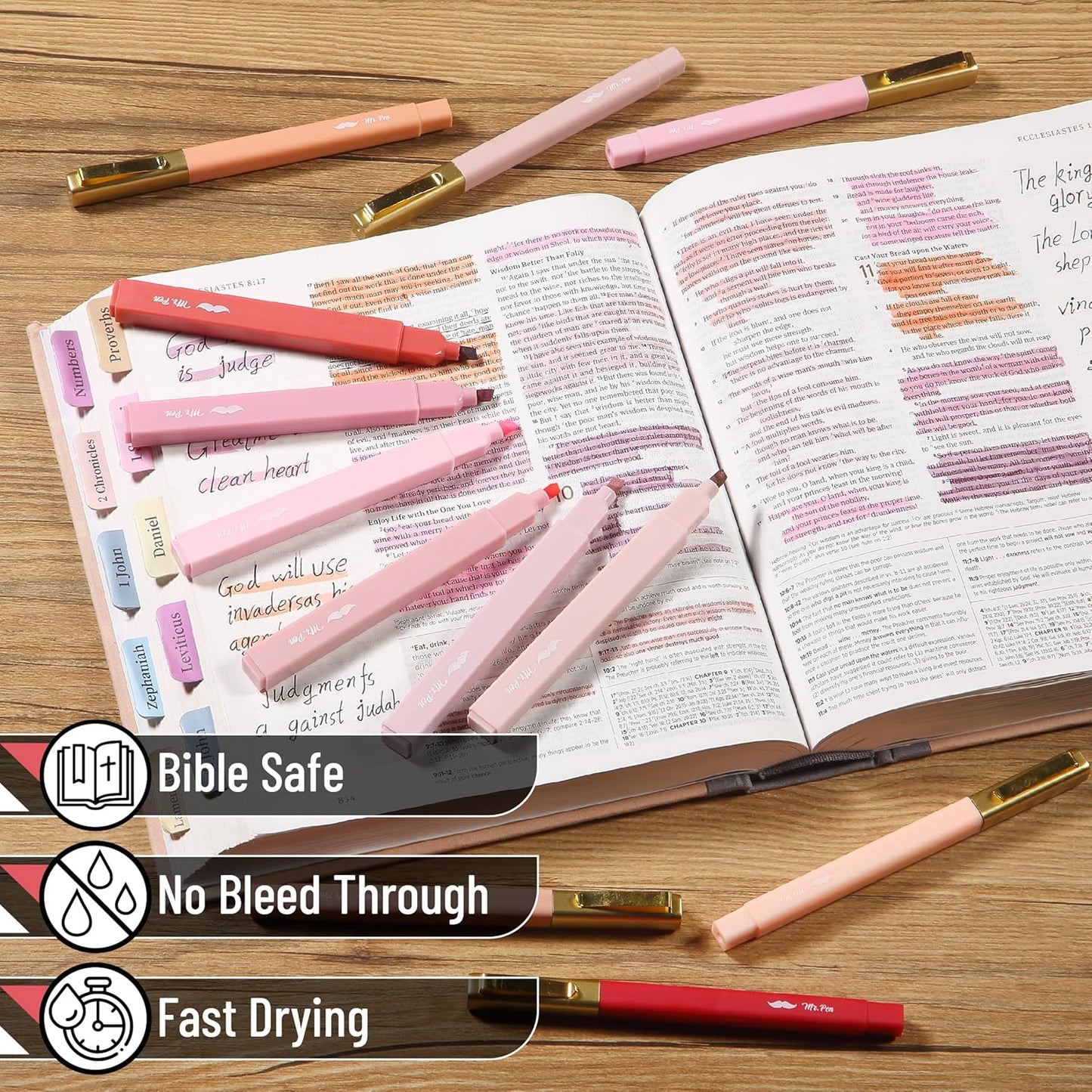 Aesthetic Highlighters & Ballpoint Pens, 12 Pack, Black Ink, No-Bleed, Soft Colors, Chisel Tip + Ballpoint Pens, Journaling & Study Set