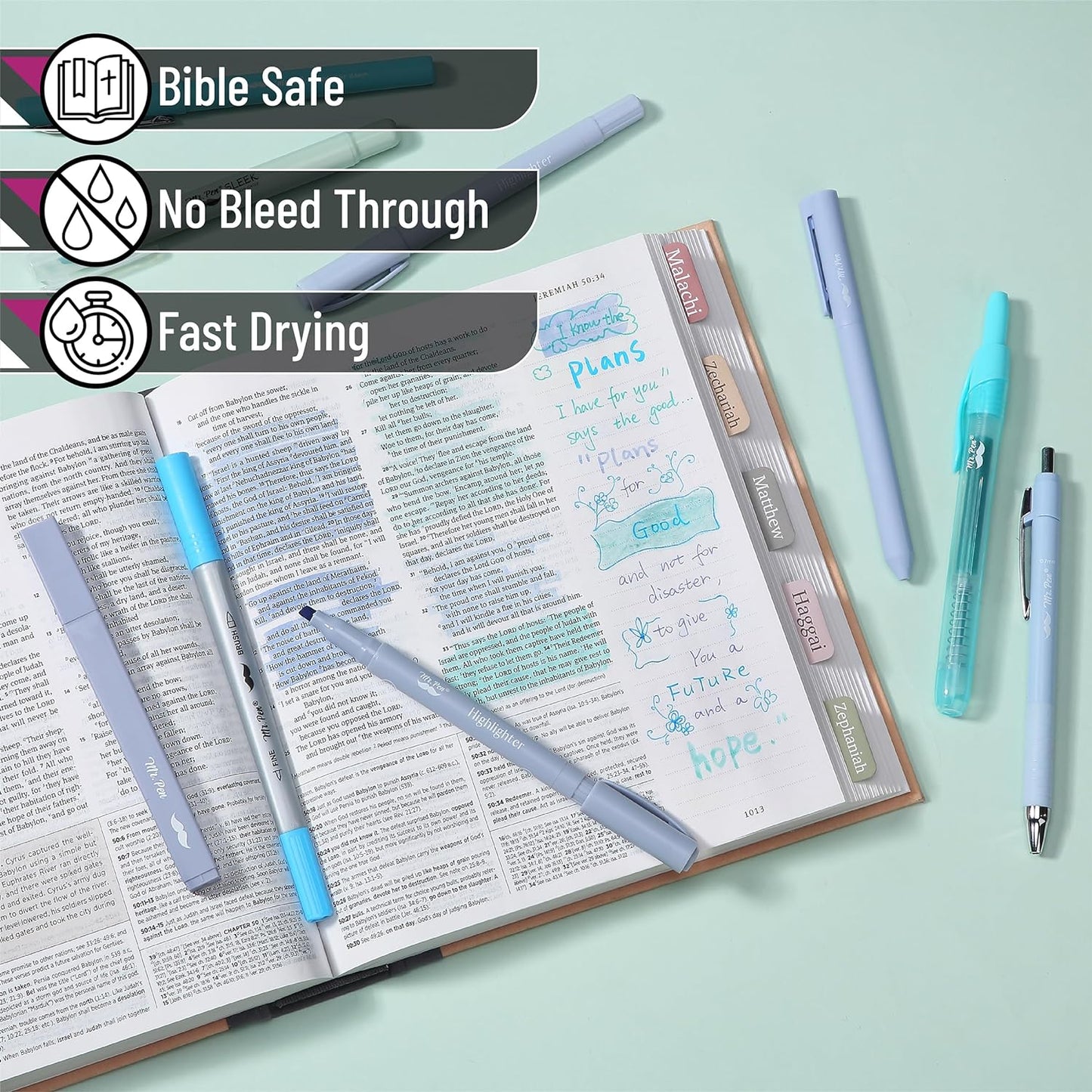 Bible Journaling Kit with Pouch, 10 Pack — Assorted Pens & Highlighters