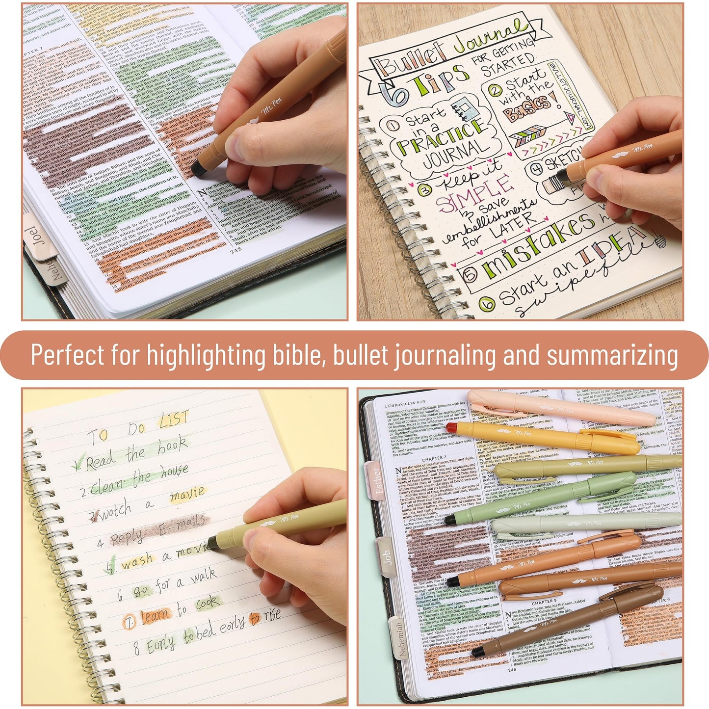 Gel Highlighter, 8 Pack, Earthy Colors, Bible Highlighters No Bleed, No Bleed Highlighters, Bible Highlighter, Bible Markers, Gel Highlighters for Bibles
